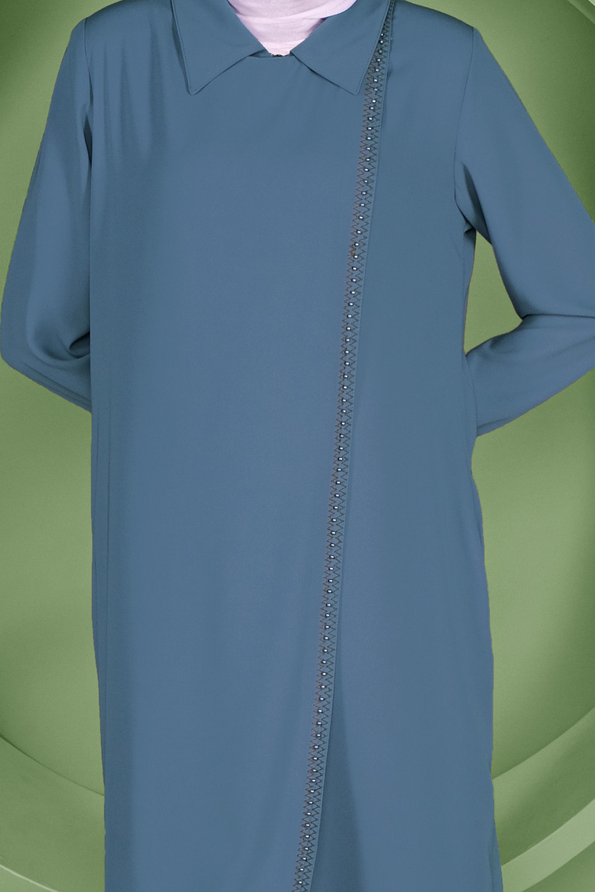 Hijab clothing BLUE INVISIBLE ZIPPER TOPCOAT 80021 