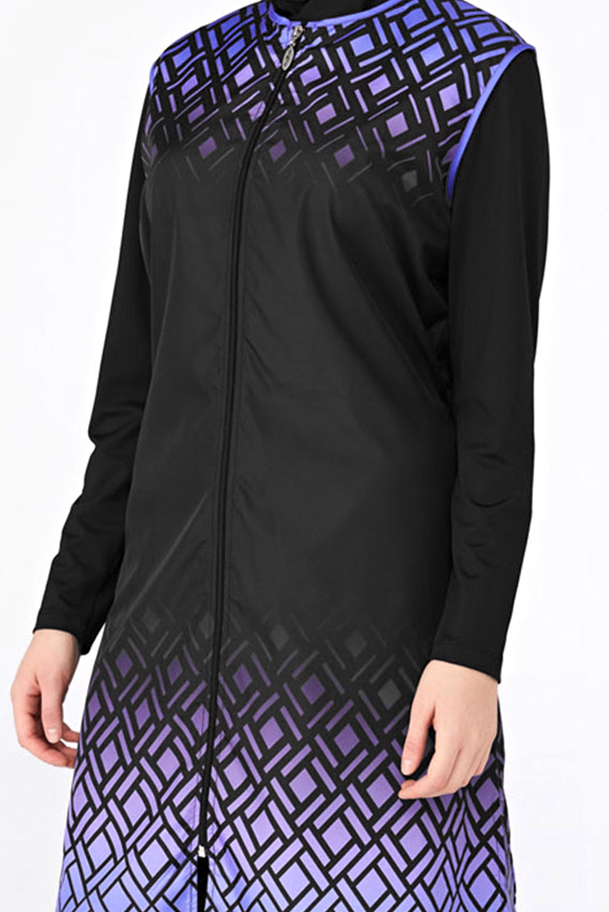 Tesettür giyim SİYAH DESENLİ FERMUARLI TESETTÜR MAYO 0415 