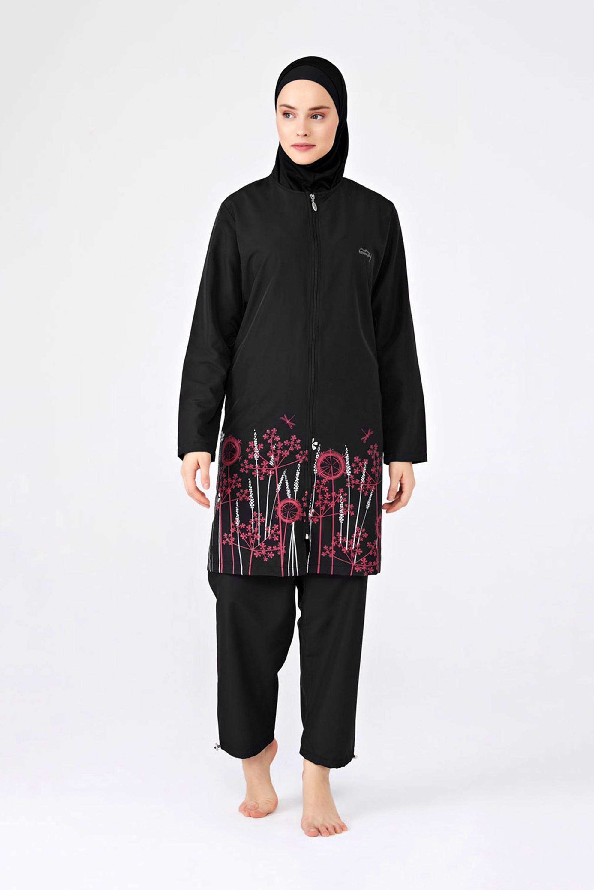 Hijab clothing BLACK EMBROIDERED HIJAB SWIMSUIT 0431 