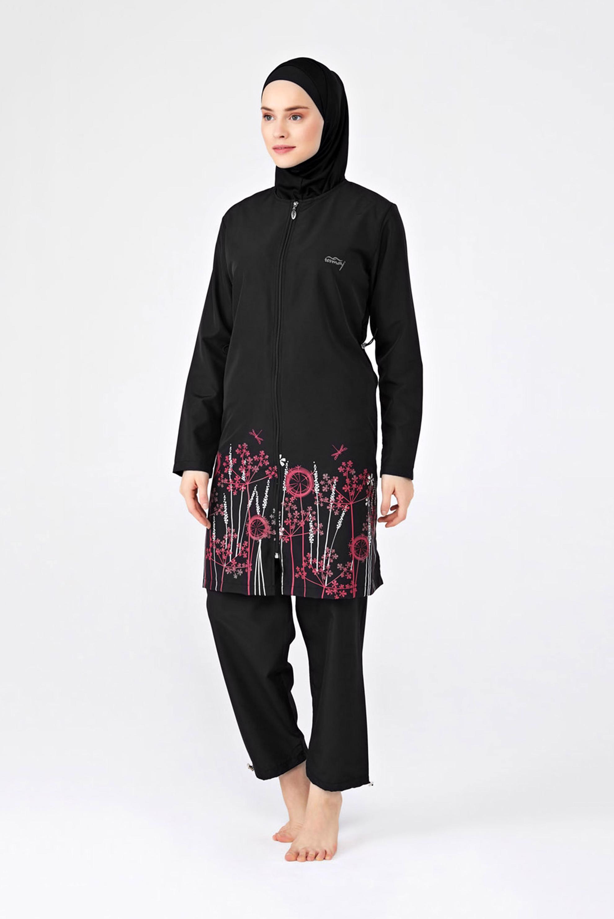 Hijab clothing BLACK EMBROIDERED HIJAB SWIMSUIT 0431 