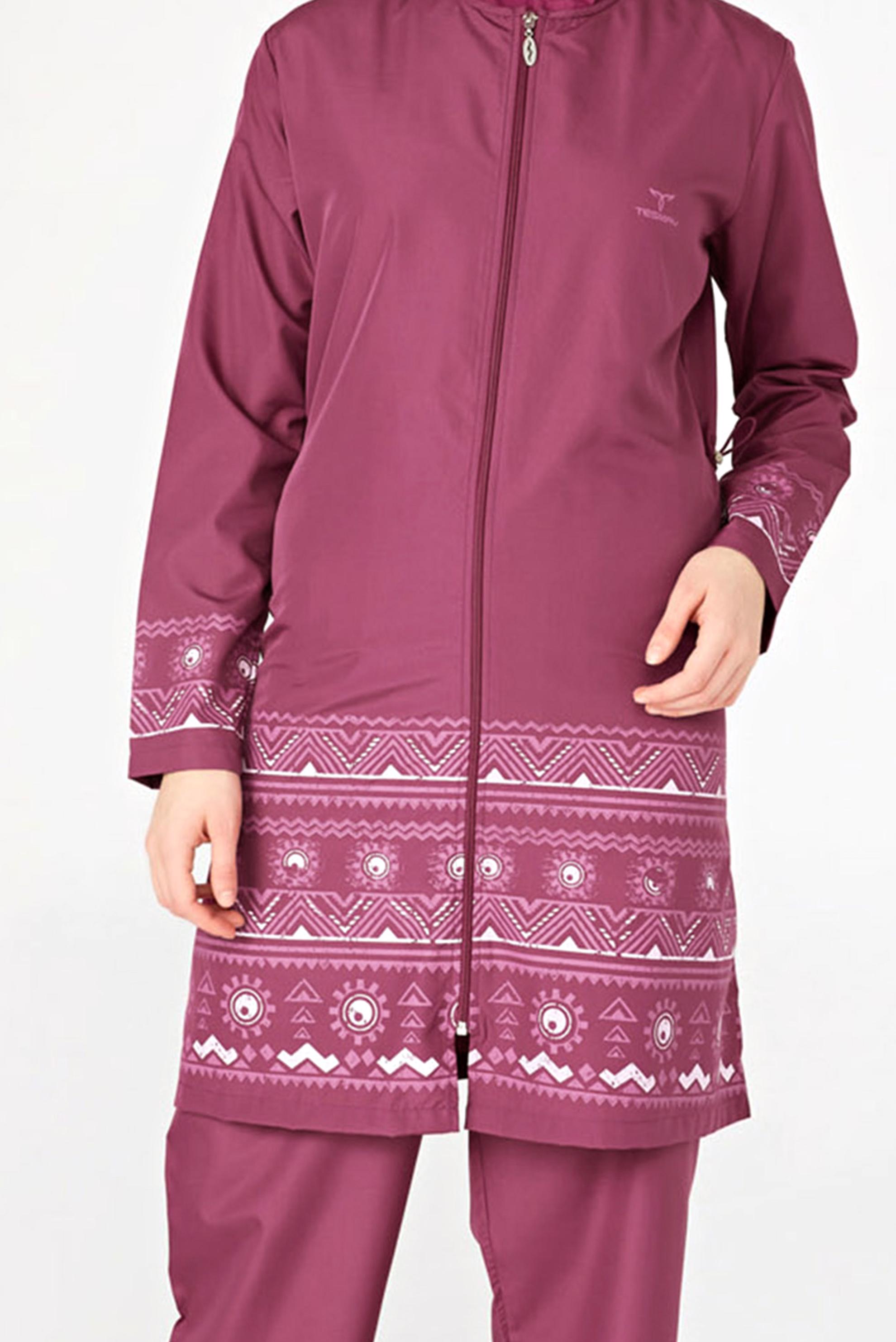 Tesettür giyim MÜRDÜM ETNİK DESENLİ  TESETTÜR MAYO 0432