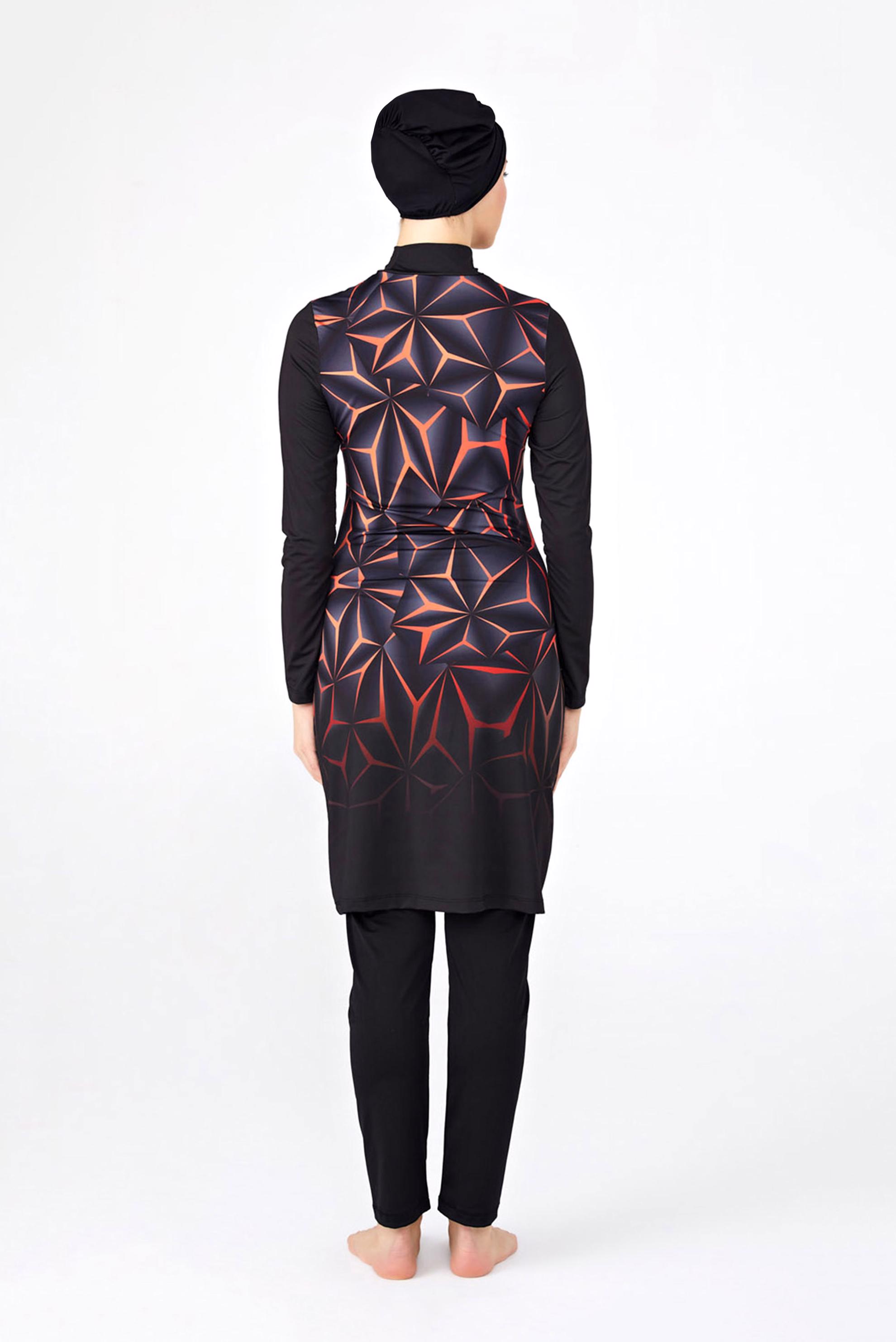 Tesettür giyim SİYAH DESENLİ LİKRALI TESETTÜR MAYO 0484 