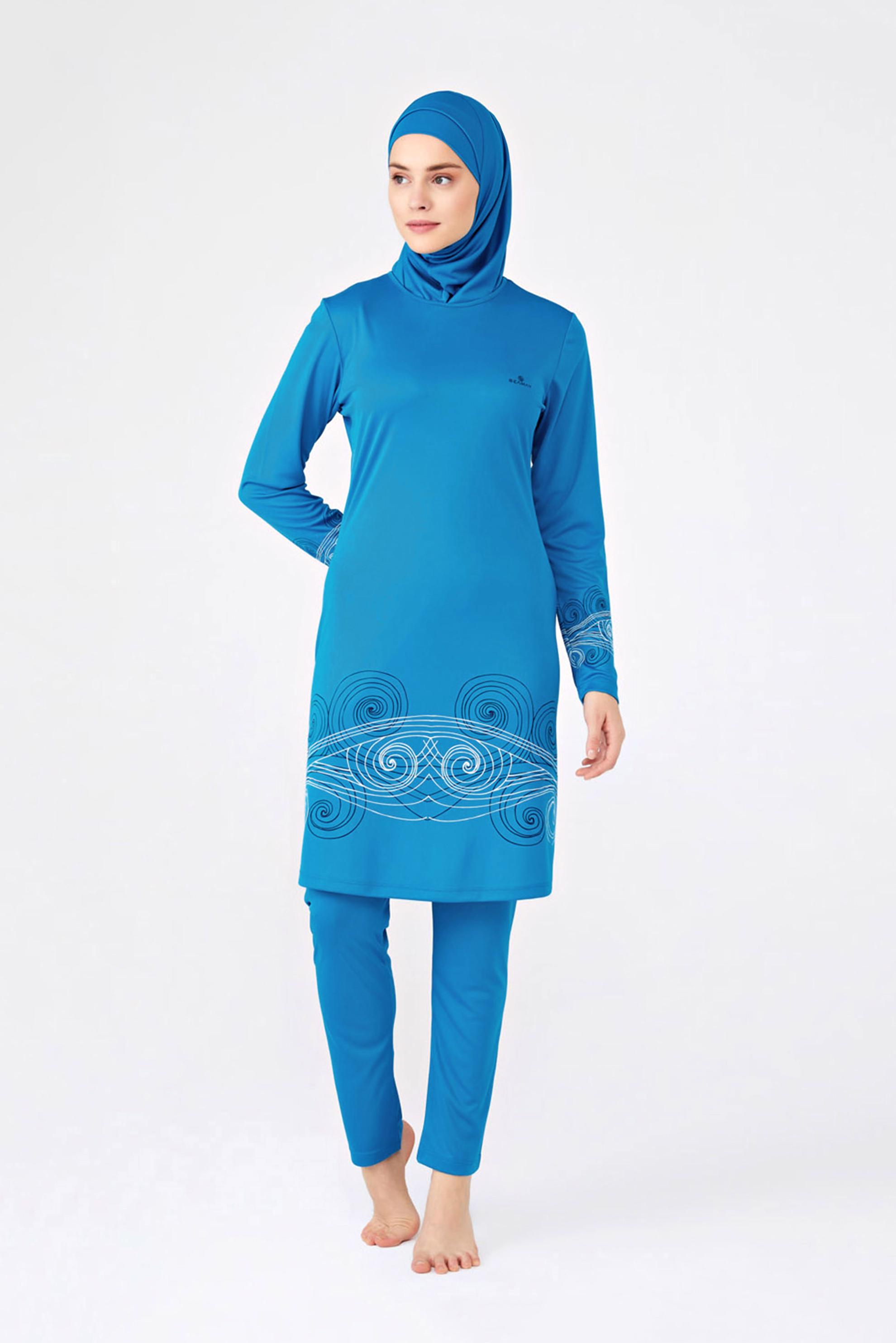 Hijab clothing BLUE PATTERNED HIJAB SWIMSUIT 0805