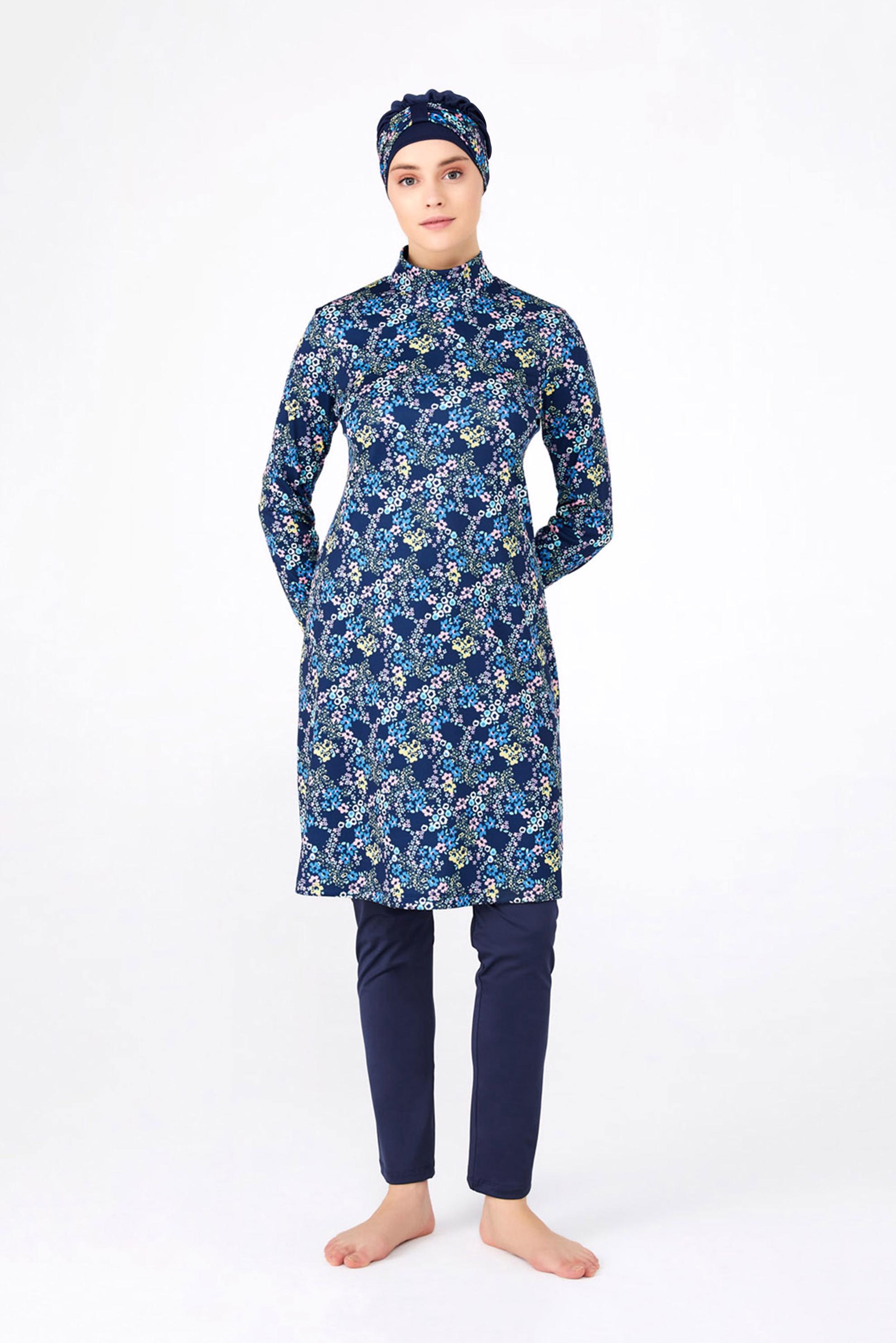 Vêtements hijab BLEU MARINE MAILLOT DE BAIN HIJAB MIX MOTIFS 0810 