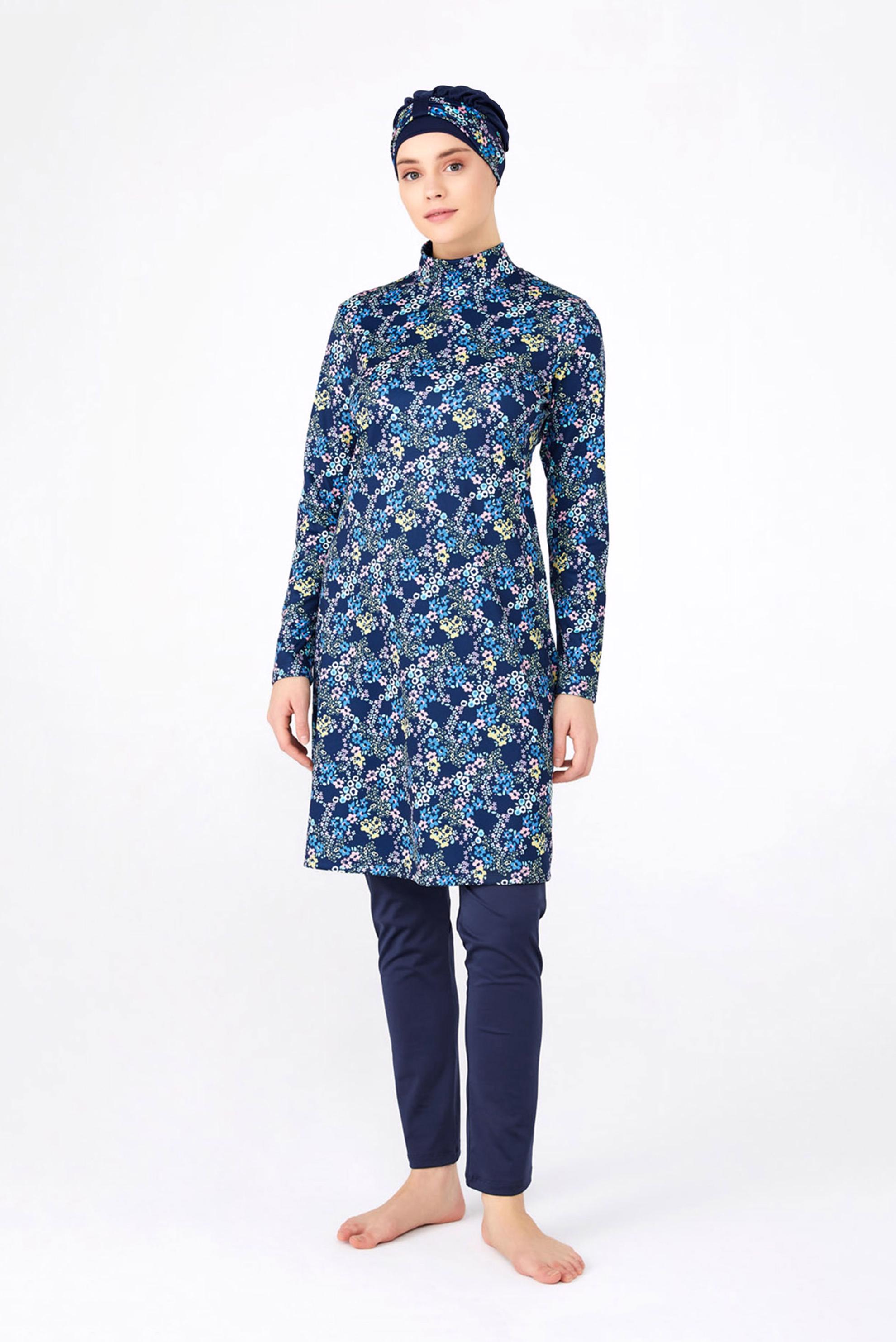 Vêtements hijab BLEU MARINE MAILLOT DE BAIN HIJAB MIX MOTIFS 0810 