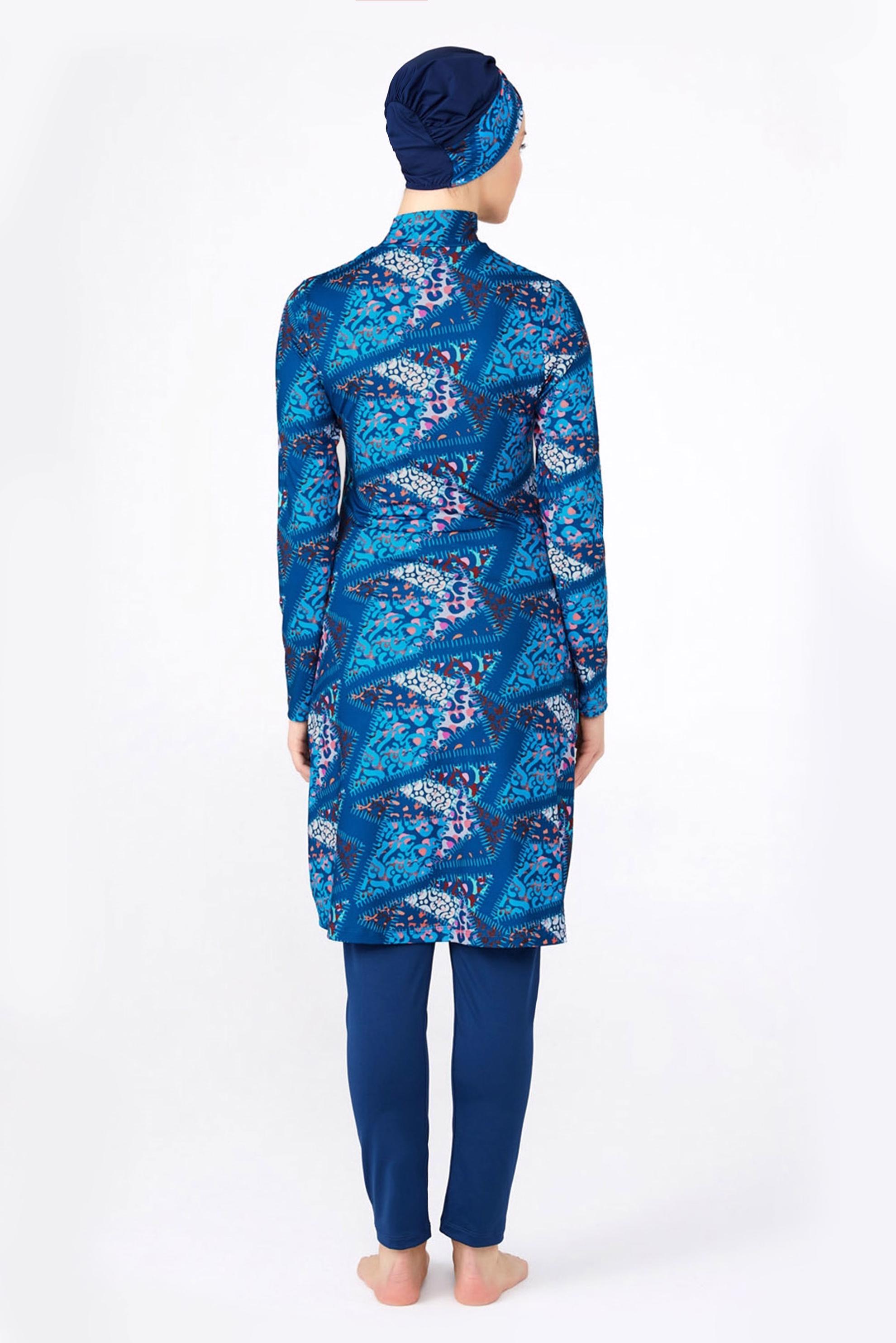 Vêtements hijab BLEU MARINE MAILLOT DE BAIN HIJAB EN LYCRA À MOTIFS 0815