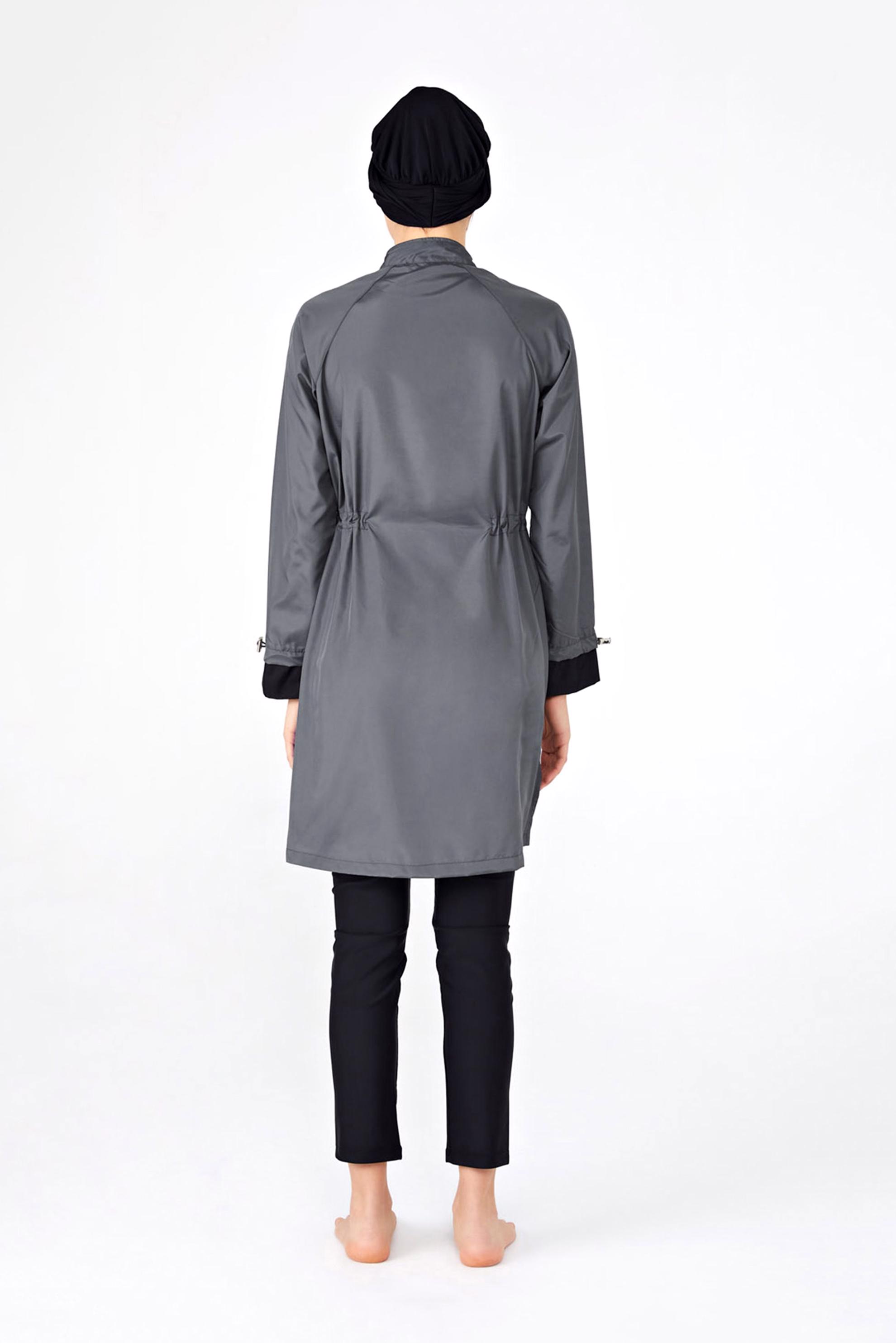 Vêtements hijab GRIS MAILLOT DE BAIN HIJAB ZIPPÉ À FRONCES 1263 