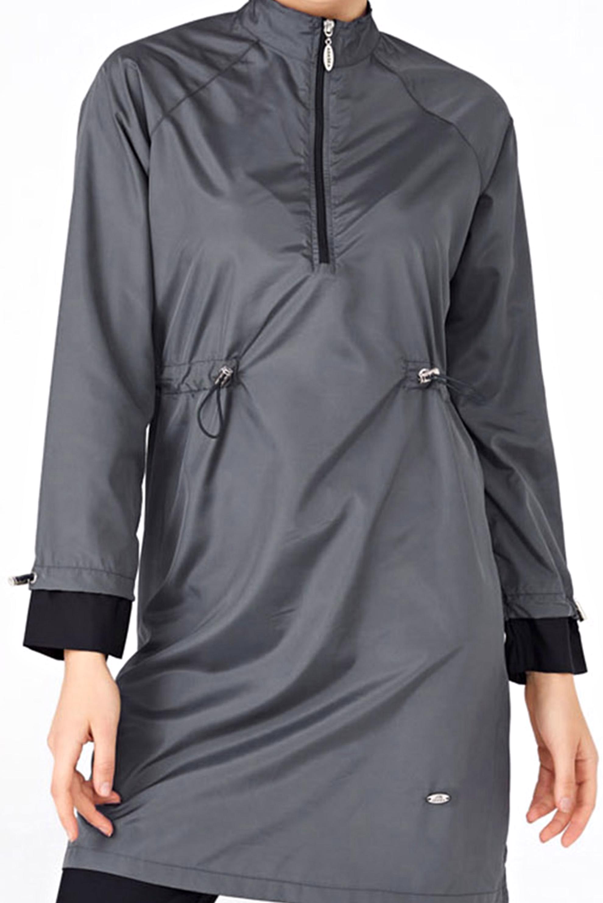 Vêtements hijab GRIS MAILLOT DE BAIN HIJAB ZIPPÉ À FRONCES 1263 