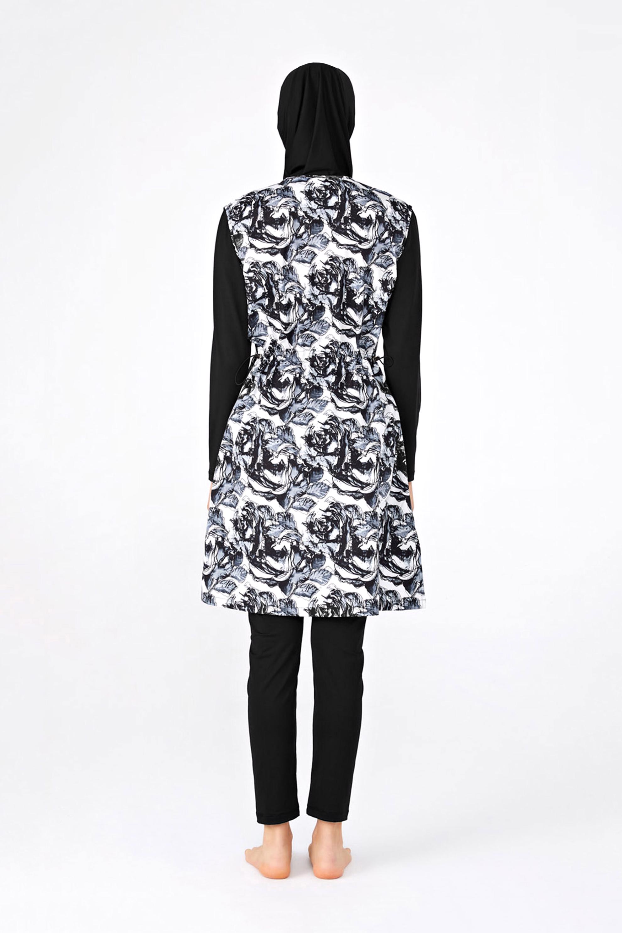 Tesettür giyim SİYAH ÇİZGİSEL DESEN DETAYLI TESETTÜR MAYO 2172 