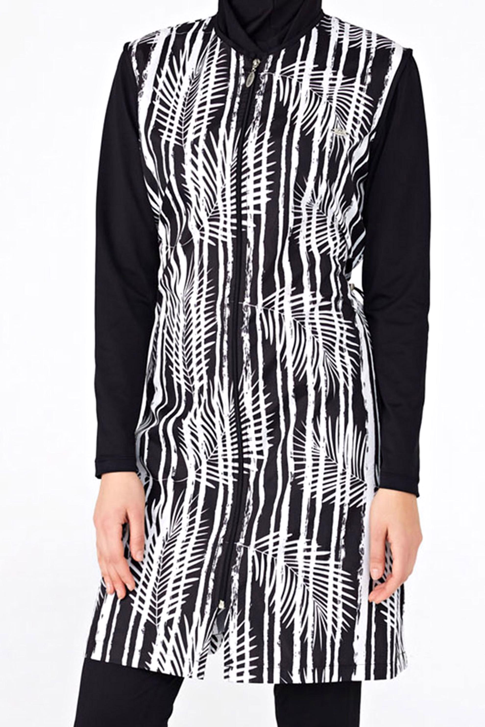 Hijab clothing BLACK LEAF PATTERNED HIJAB SWIMSUIT 2173 