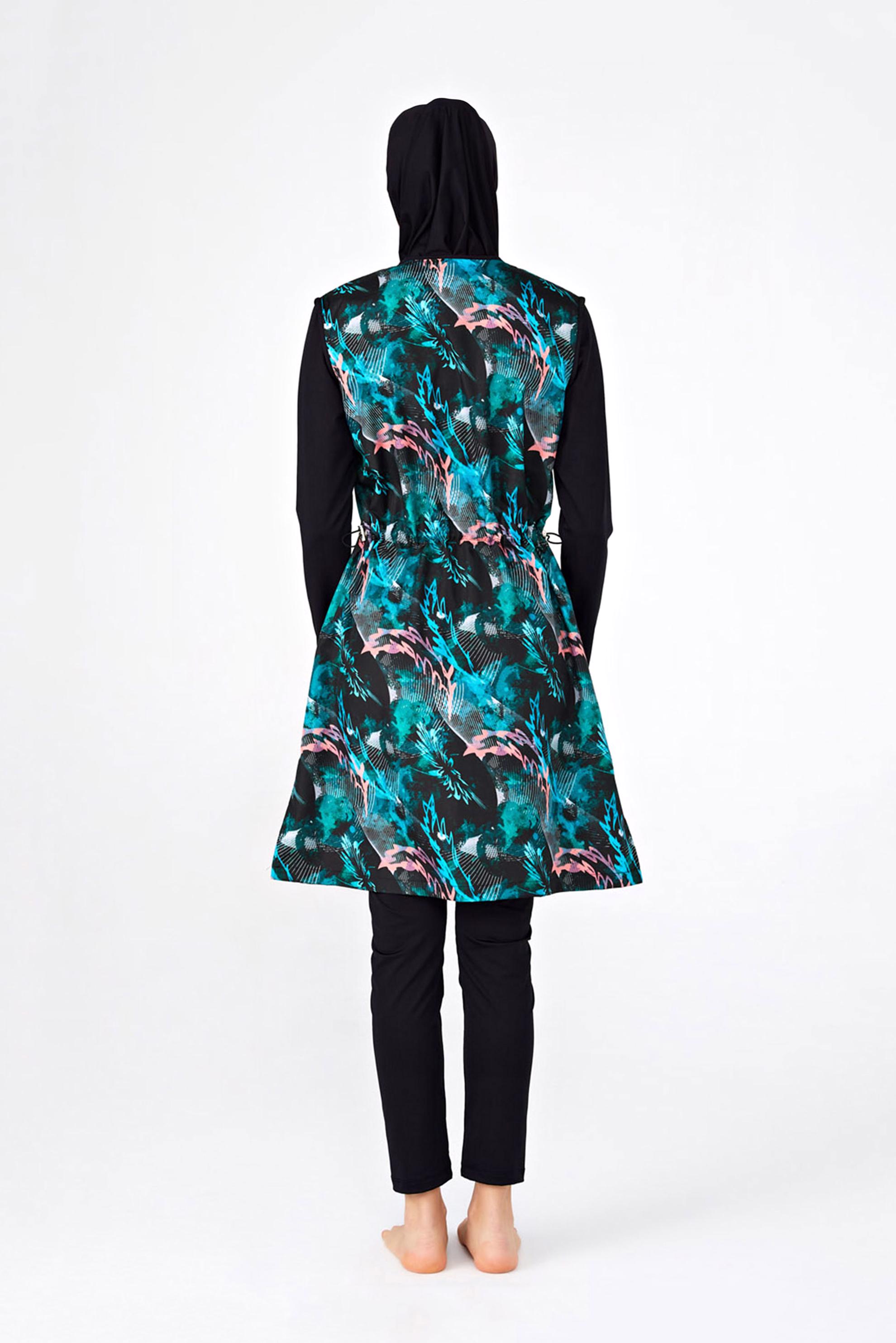 Tesettür giyim SİYAH DESENLİ FERMUARLI TESETTÜR MAYO 2182 