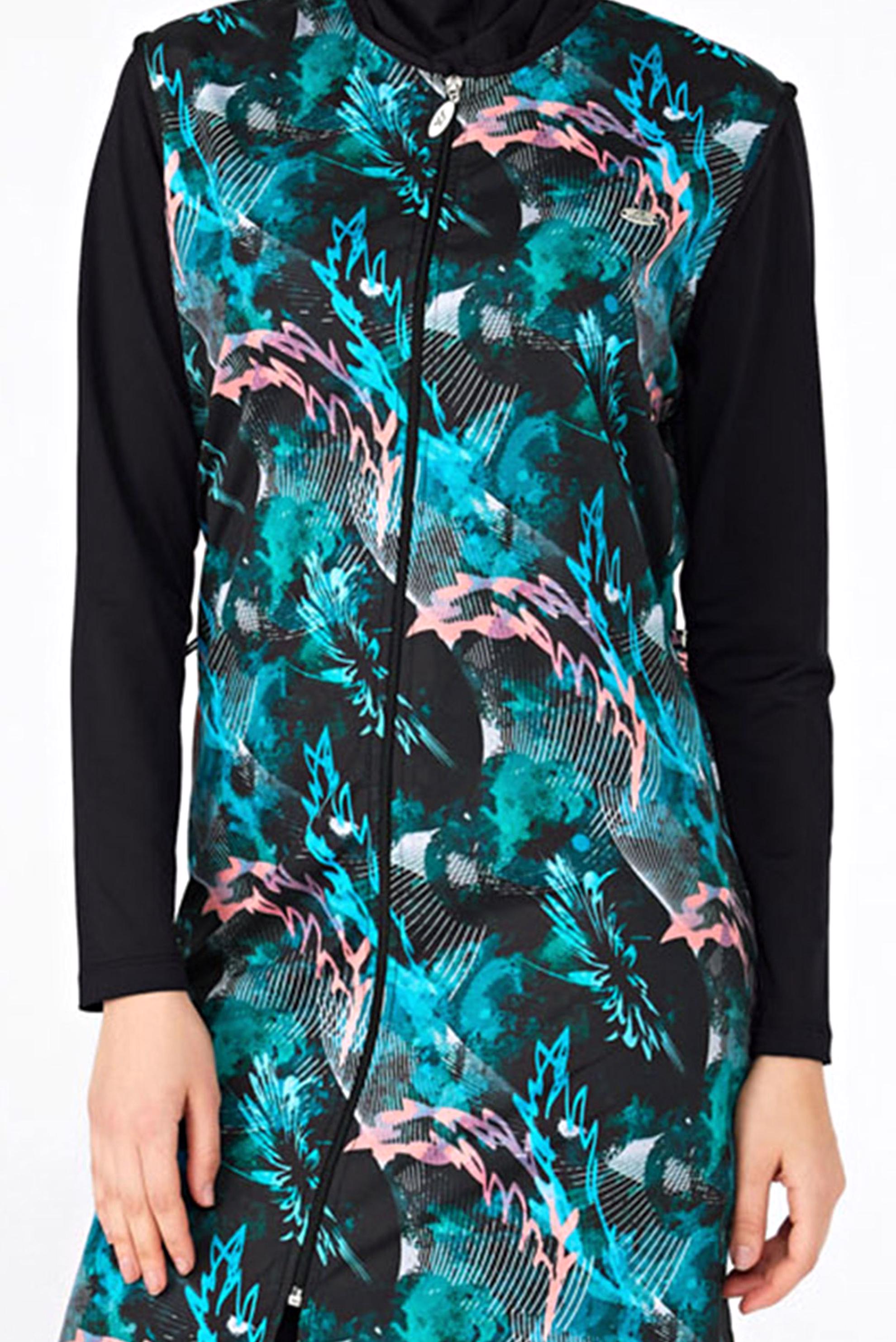 Tesettür giyim SİYAH DESENLİ FERMUARLI TESETTÜR MAYO 2182 