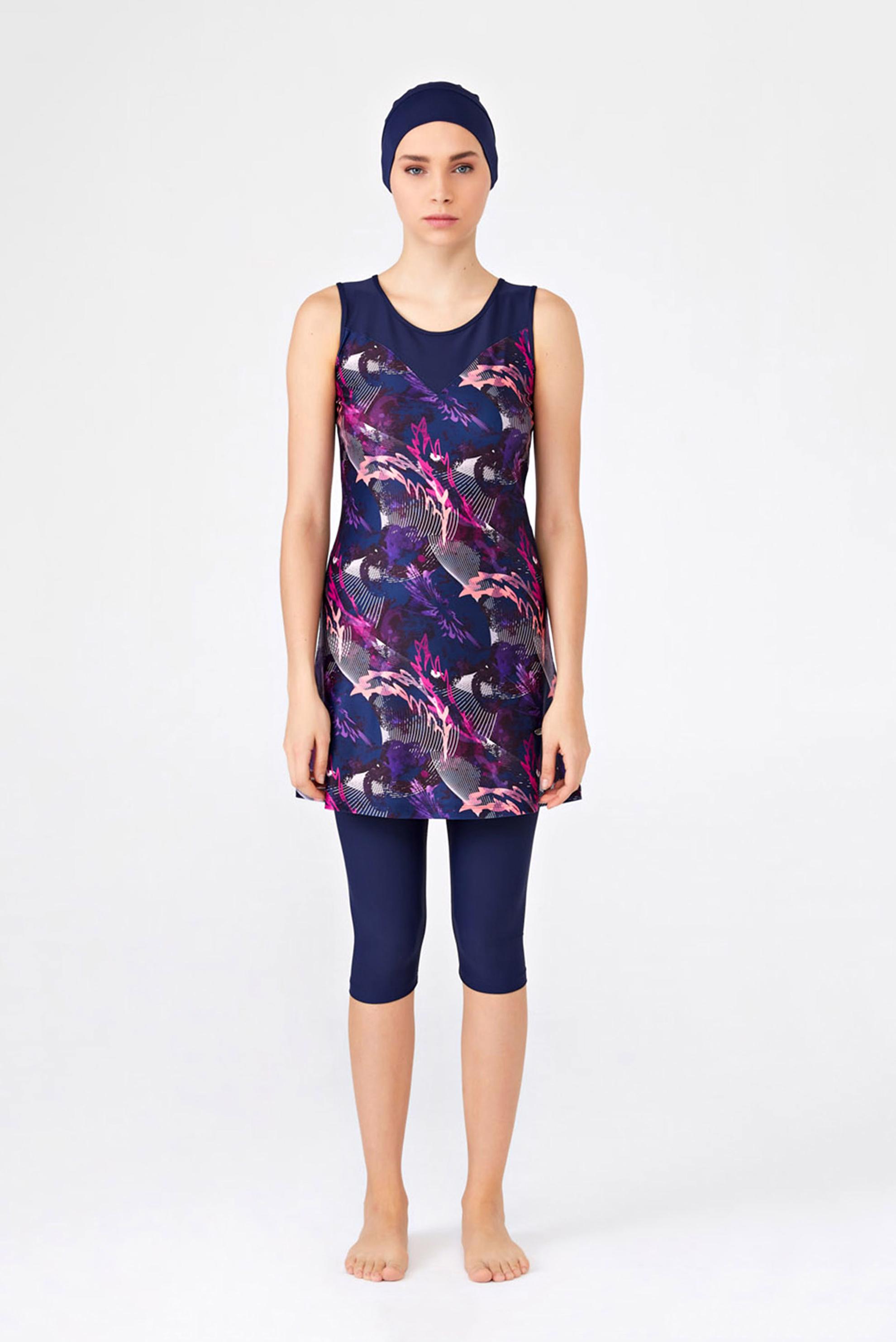 Tesettür giyim LACİVERT MİX DESENLİ TESETTÜR MAYO 3311 