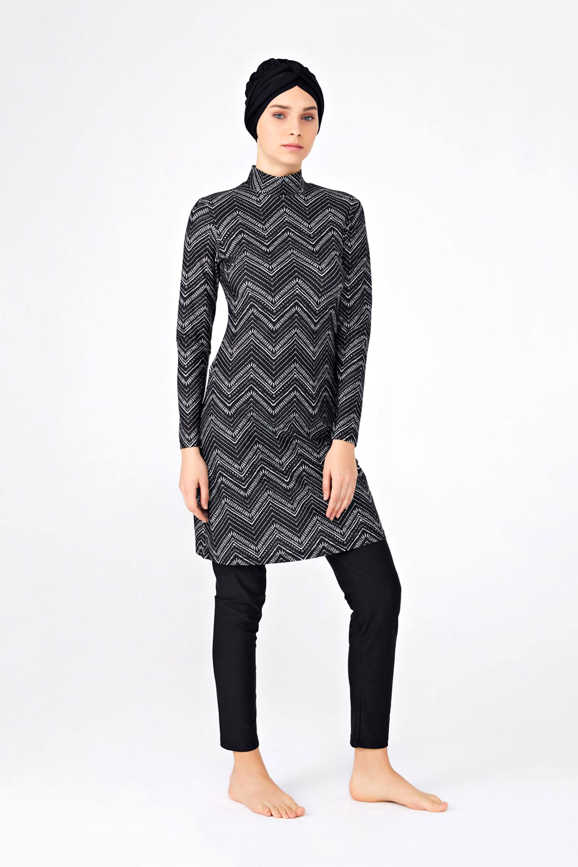 Hijab clothing BLACK PATTERNED HIJAB SWIMSUIT 4260 