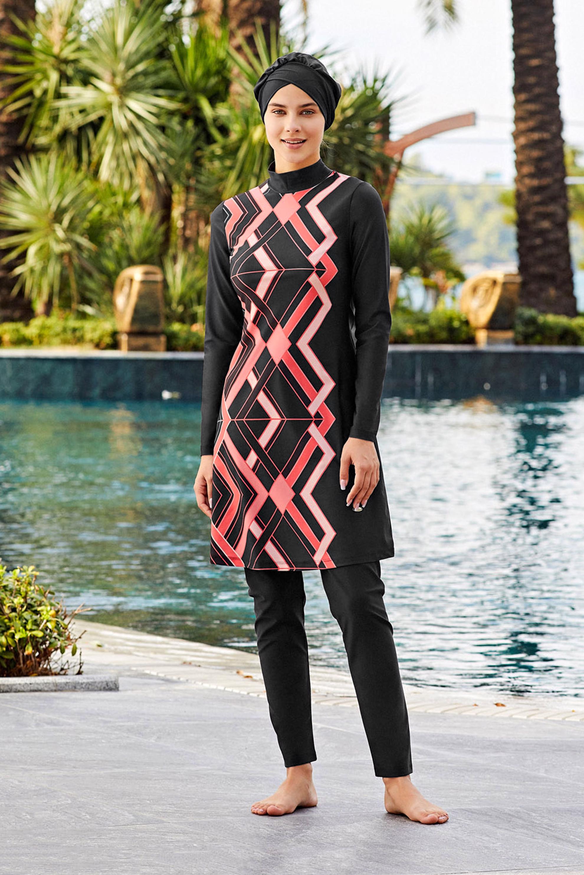 Tesettür giyim SİYAH MİX DESENLİ TESETTÜR MAYO 4263 