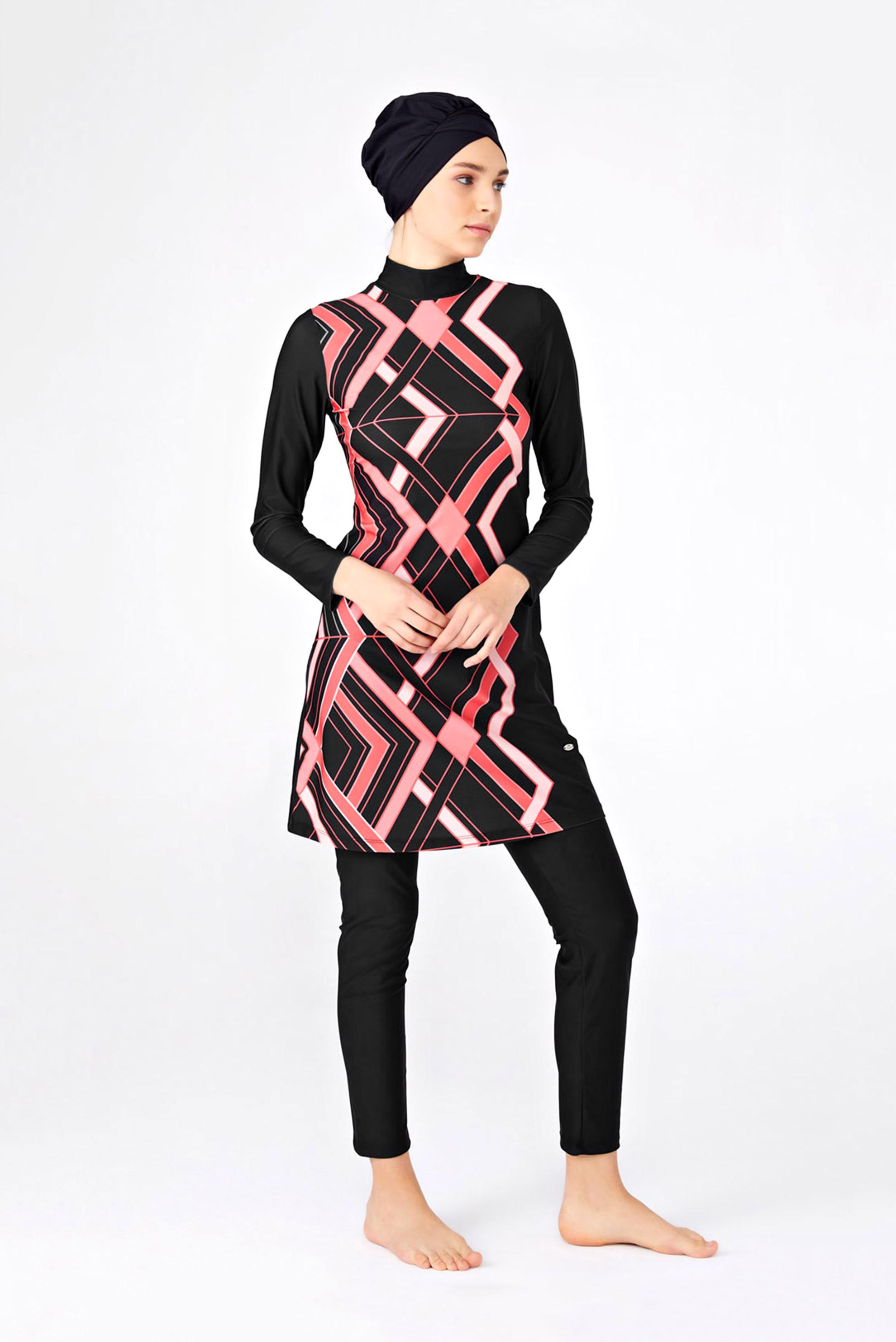 Tesettür giyim SİYAH MİX DESENLİ TESETTÜR MAYO 4263 