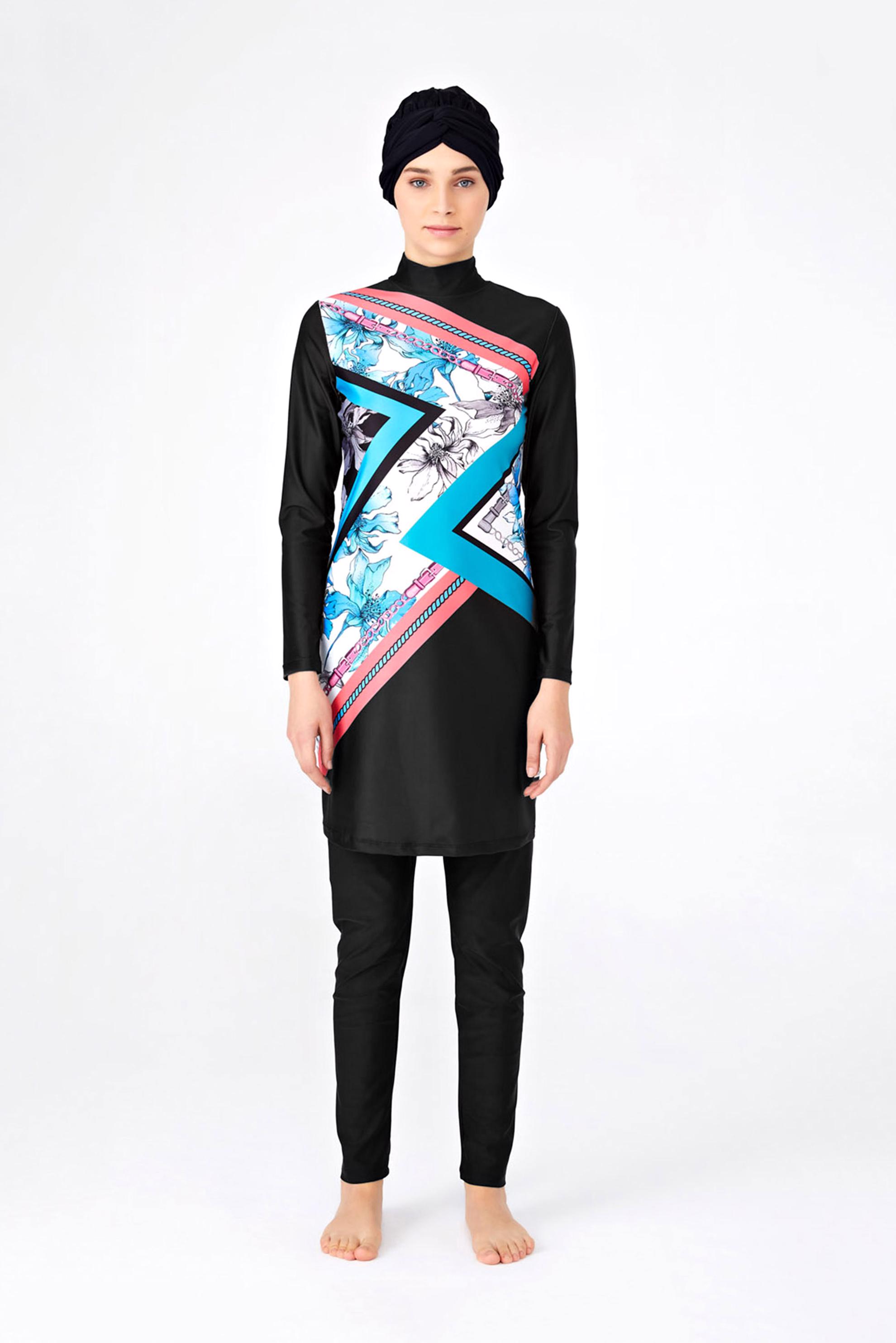 Tesettür giyim SİYAH MİX DESENLİ TESETTÜR MAYO  4272 