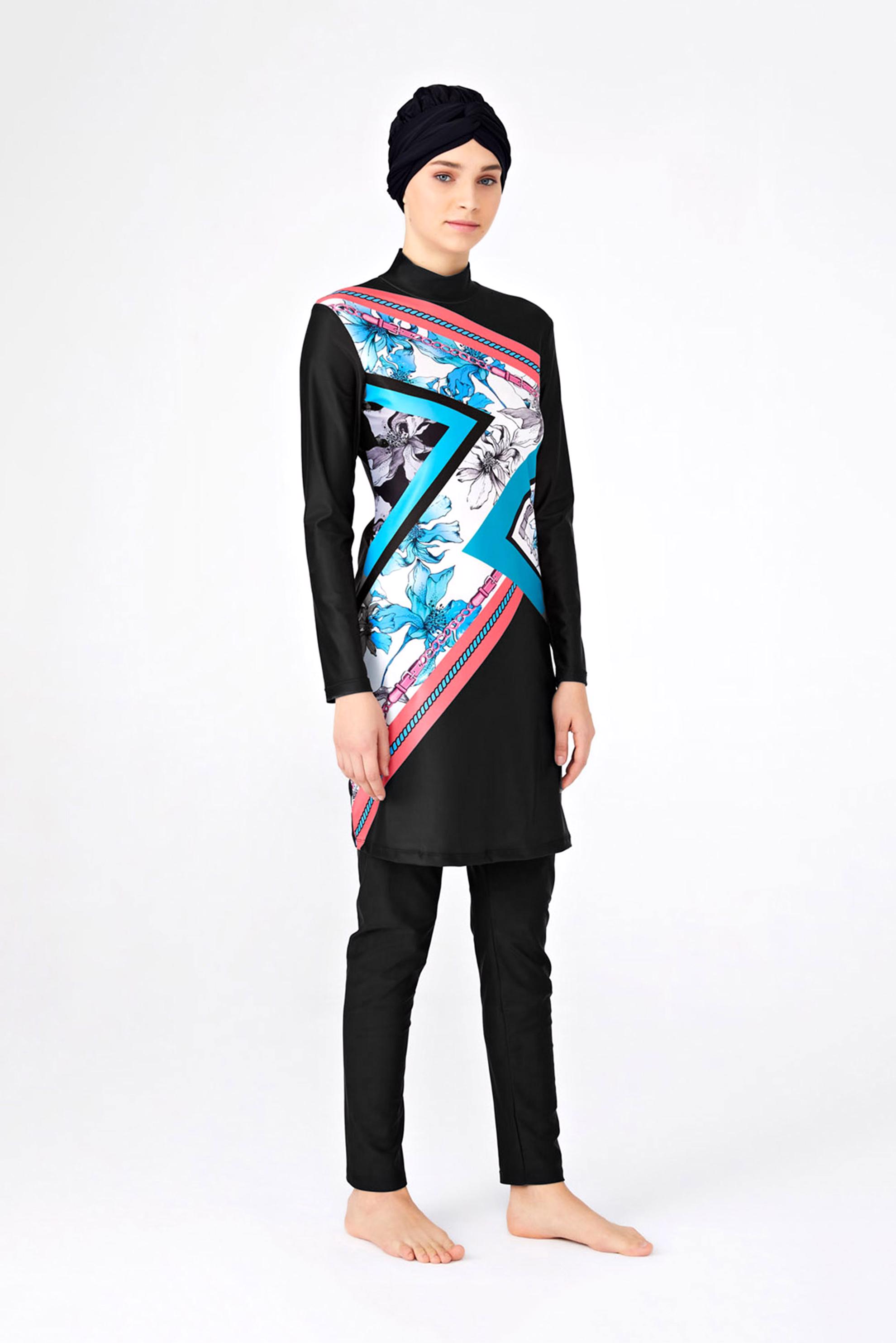 Tesettür giyim SİYAH MİX DESENLİ TESETTÜR MAYO  4272 