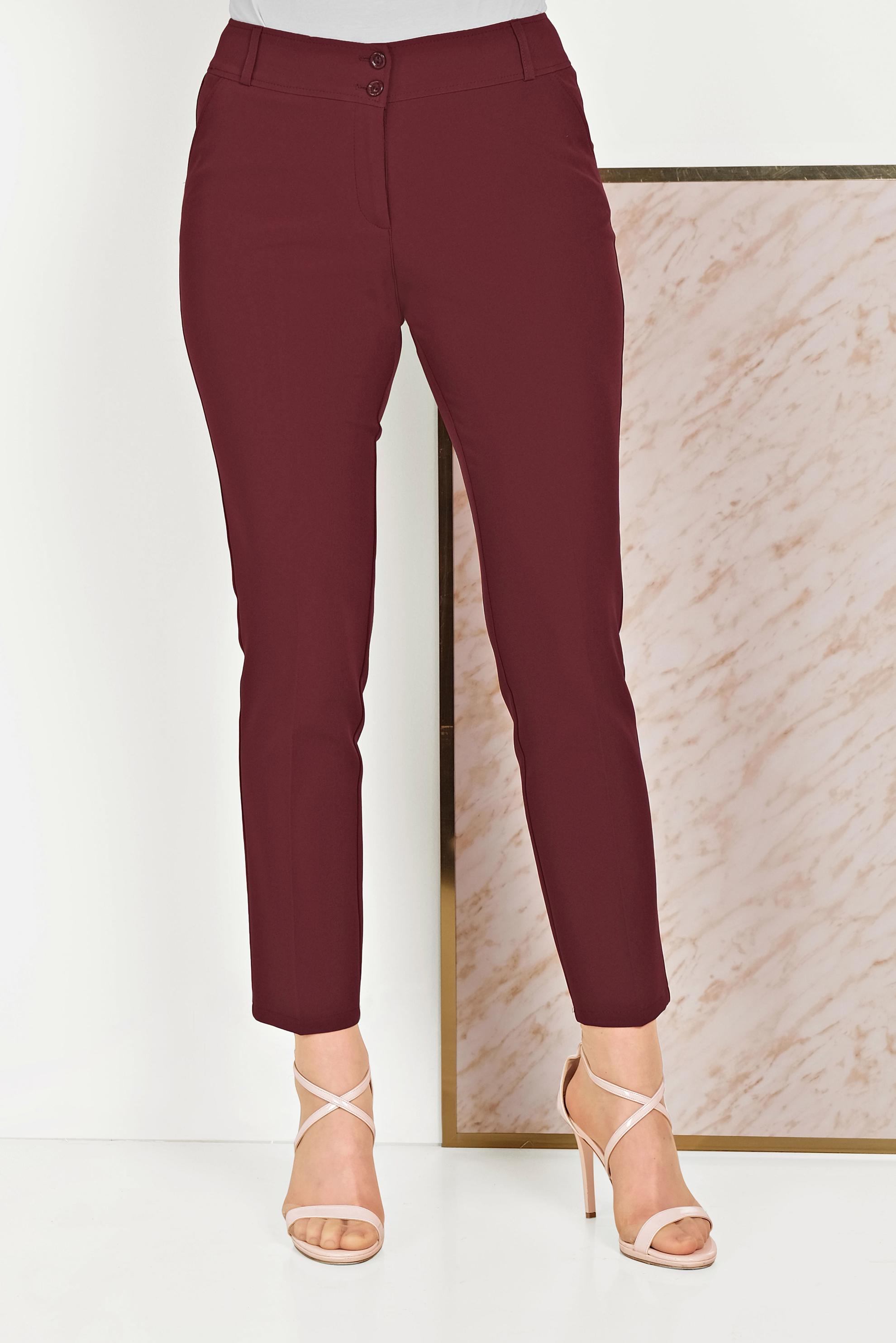 Tesettür giyim BORDO DÜĞMELİ KUMAŞ PANTOLON 70051	