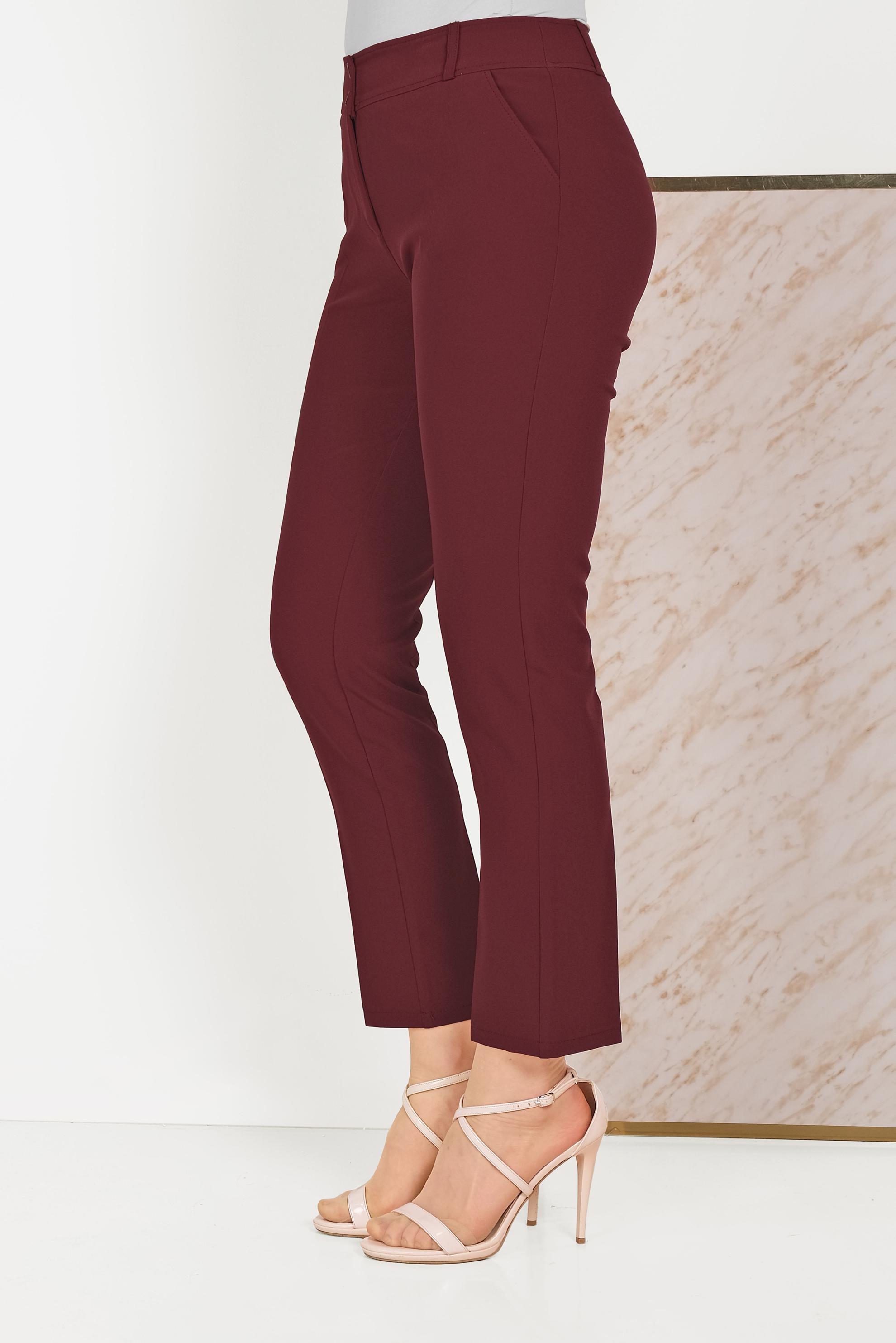 Tesettür giyim BORDO DÜĞMELİ KUMAŞ PANTOLON 70051	