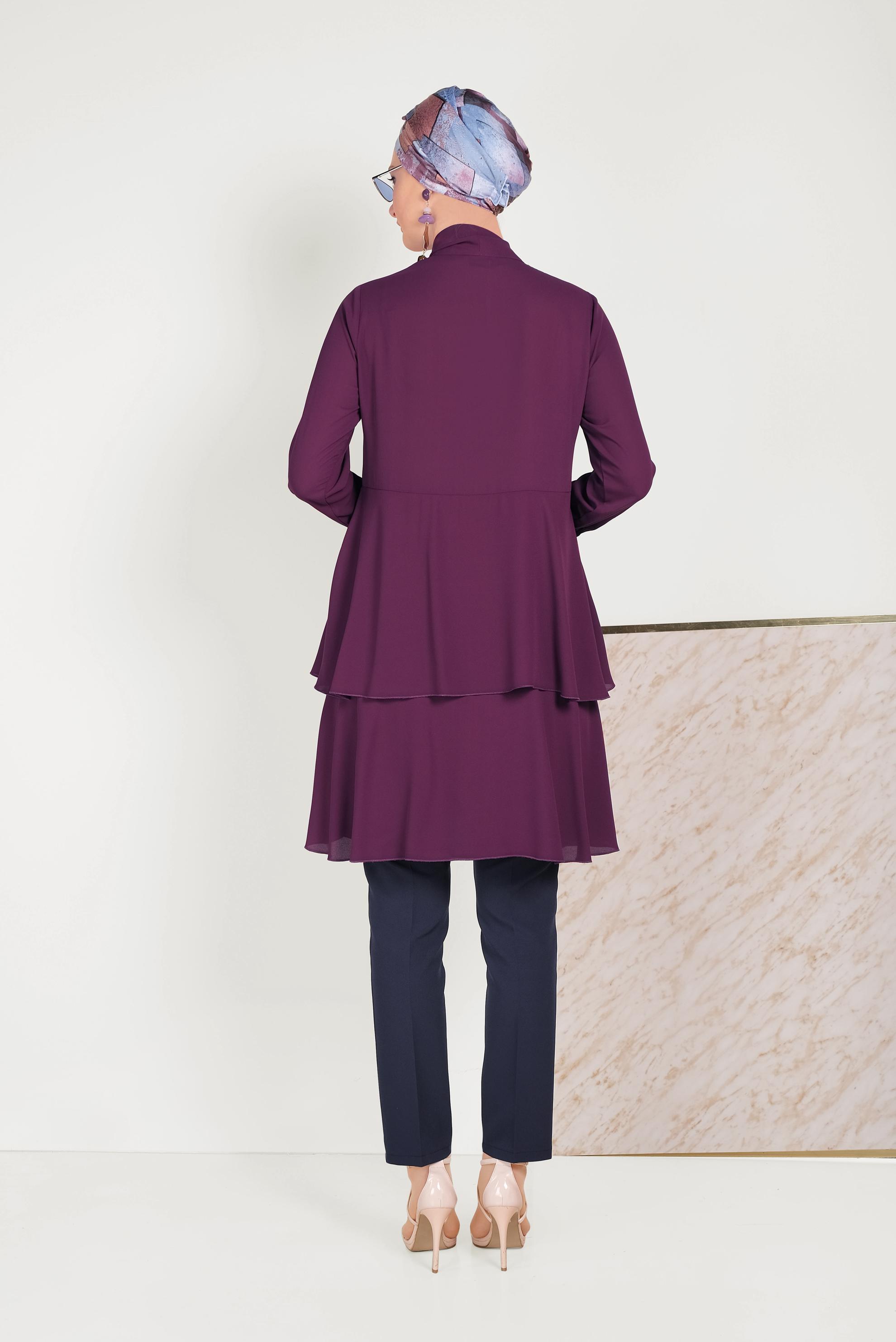 Tesettür giyim LACİVERT DÜĞMELİ KUMAŞ PANTOLON 70051	