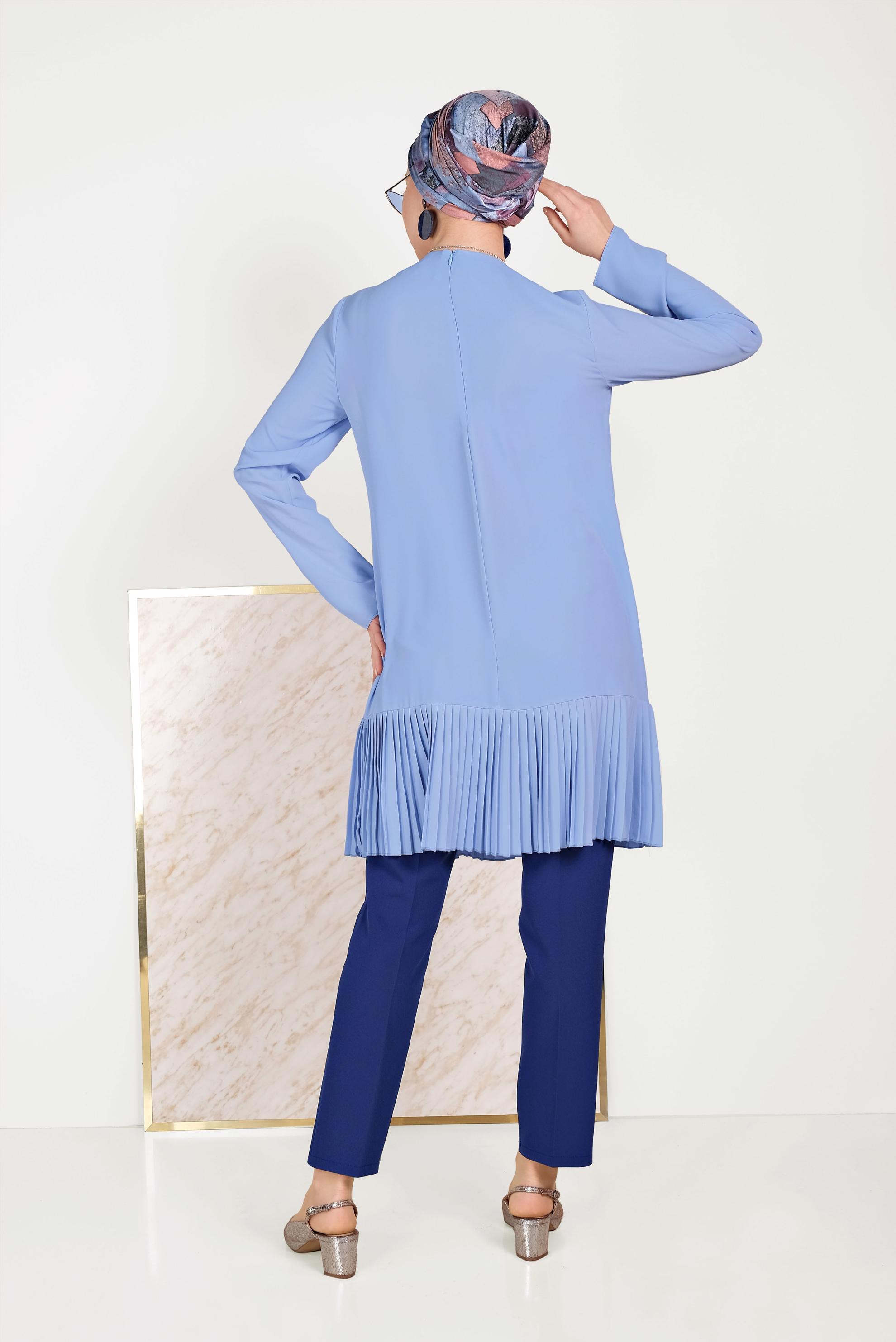 Tesettür giyim LACİVERT DÜĞMELİ KUMAŞ PANTOLON 70051	