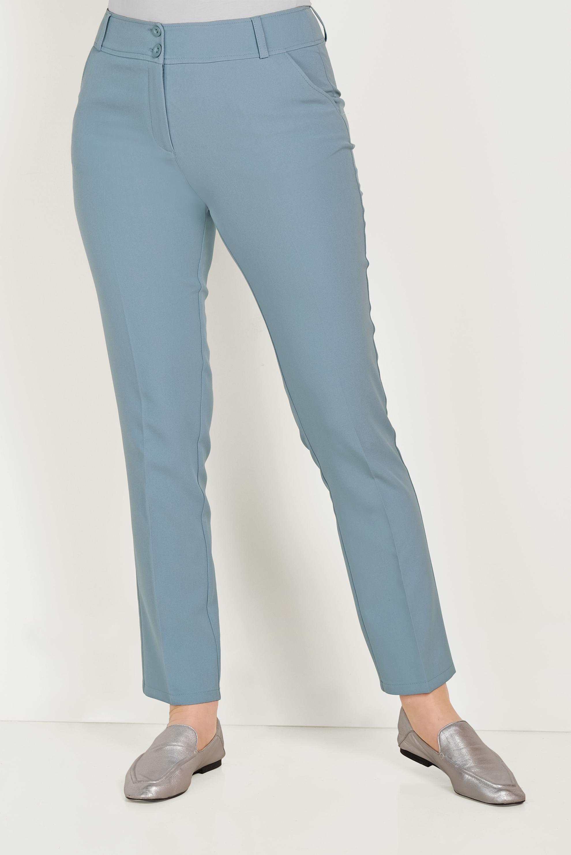 Tesettür giyim MAVİ DÜĞMELİ KUMAŞ PANTOLON 70051	