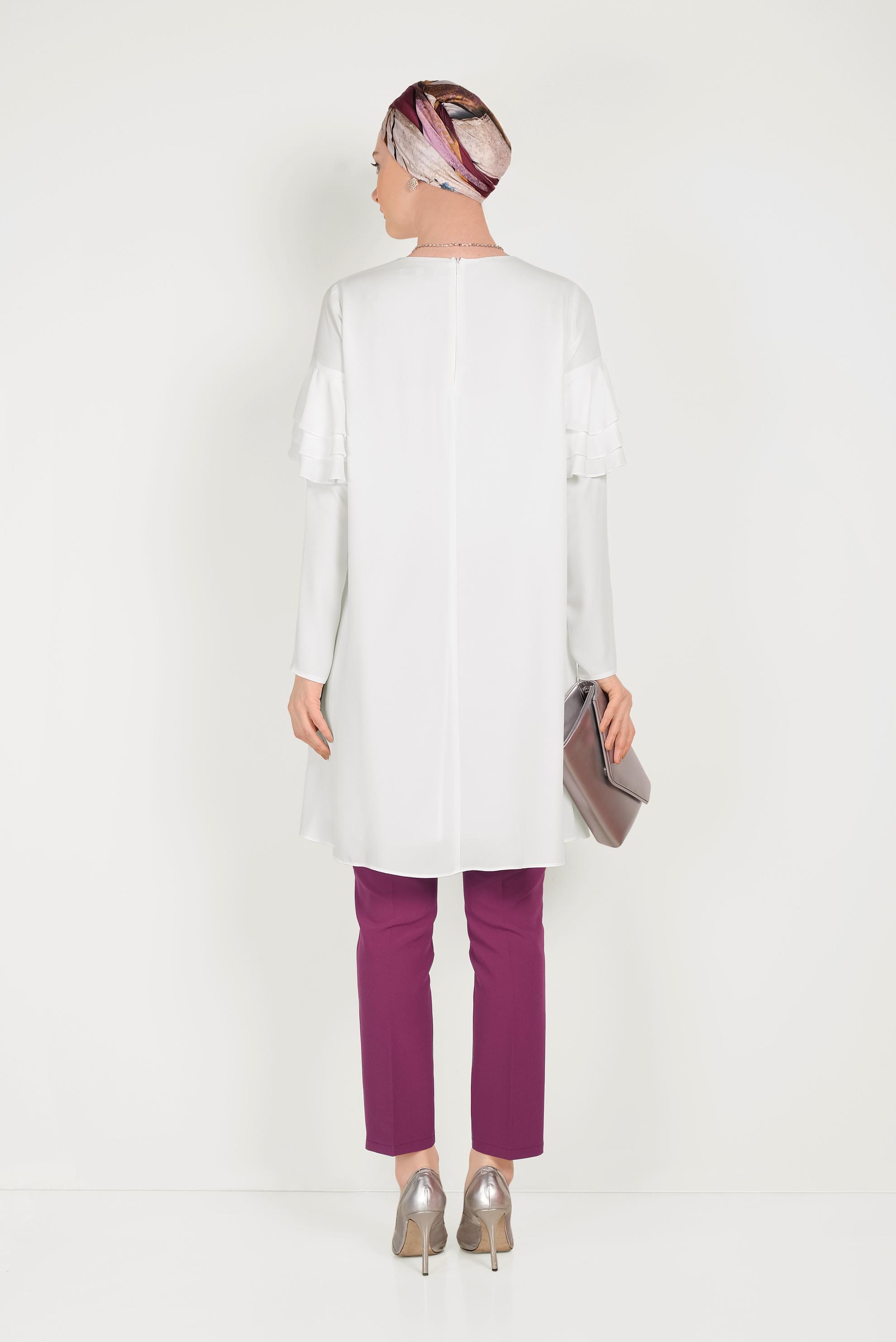 Tesettür giyim MOR DÜĞMELİ KUMAŞ PANTOLON 70051	