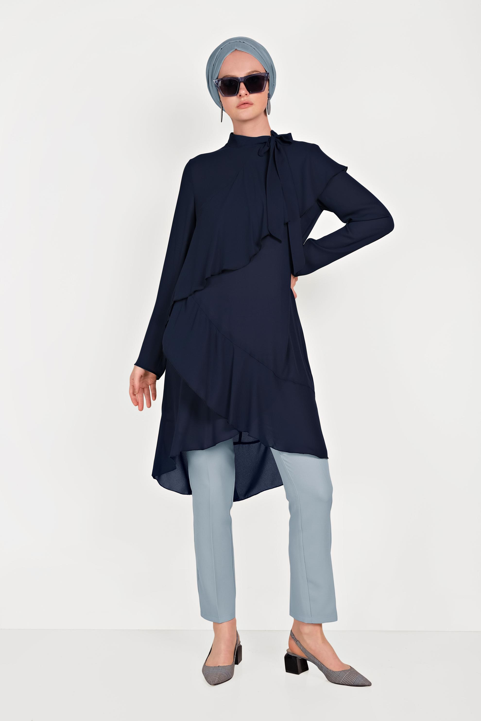 Tesettür giyim GRİ DAR PAÇA KUMAŞ PANTOLON 70052