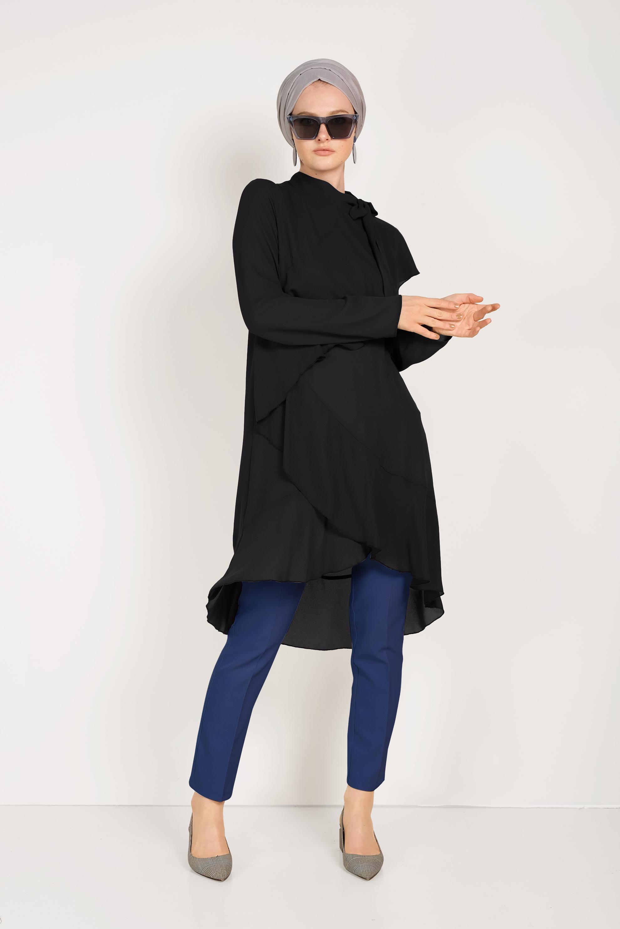 Tesettür giyim LACİVERT DAR PAÇA KUMAŞ PANTOLON 70052