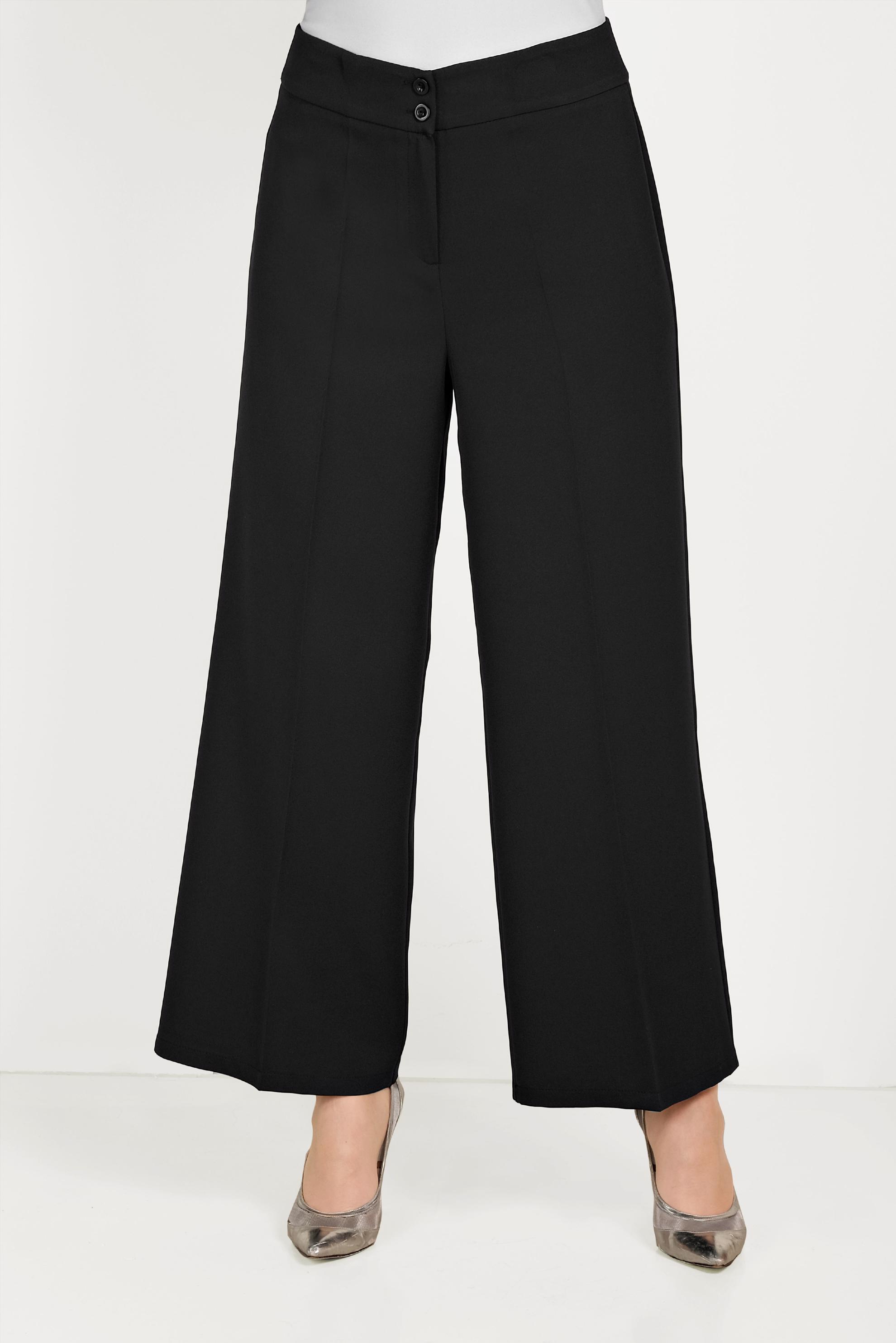 Tesettür giyim SİYAH BOL PAÇA KUMAŞ PANTOLON 70054