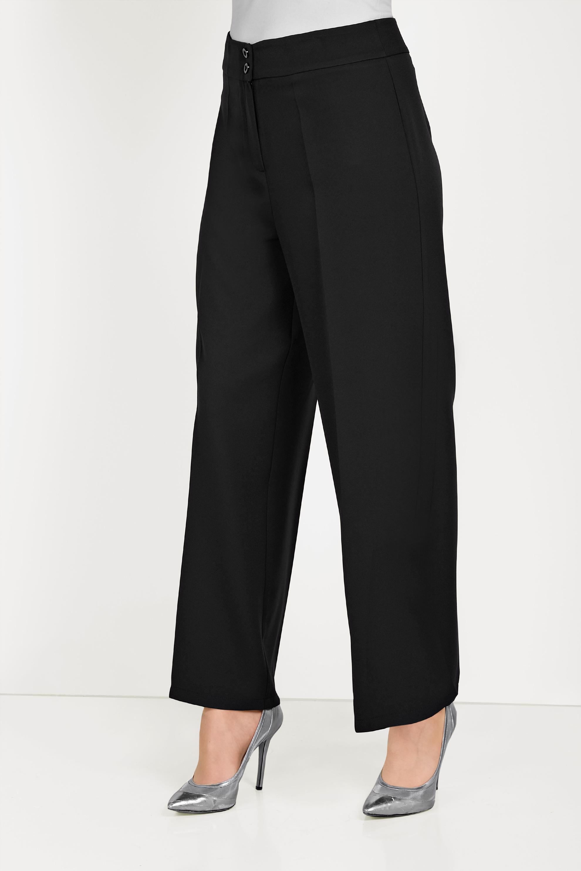 Tesettür giyim SİYAH BOL PAÇA KUMAŞ PANTOLON 70054