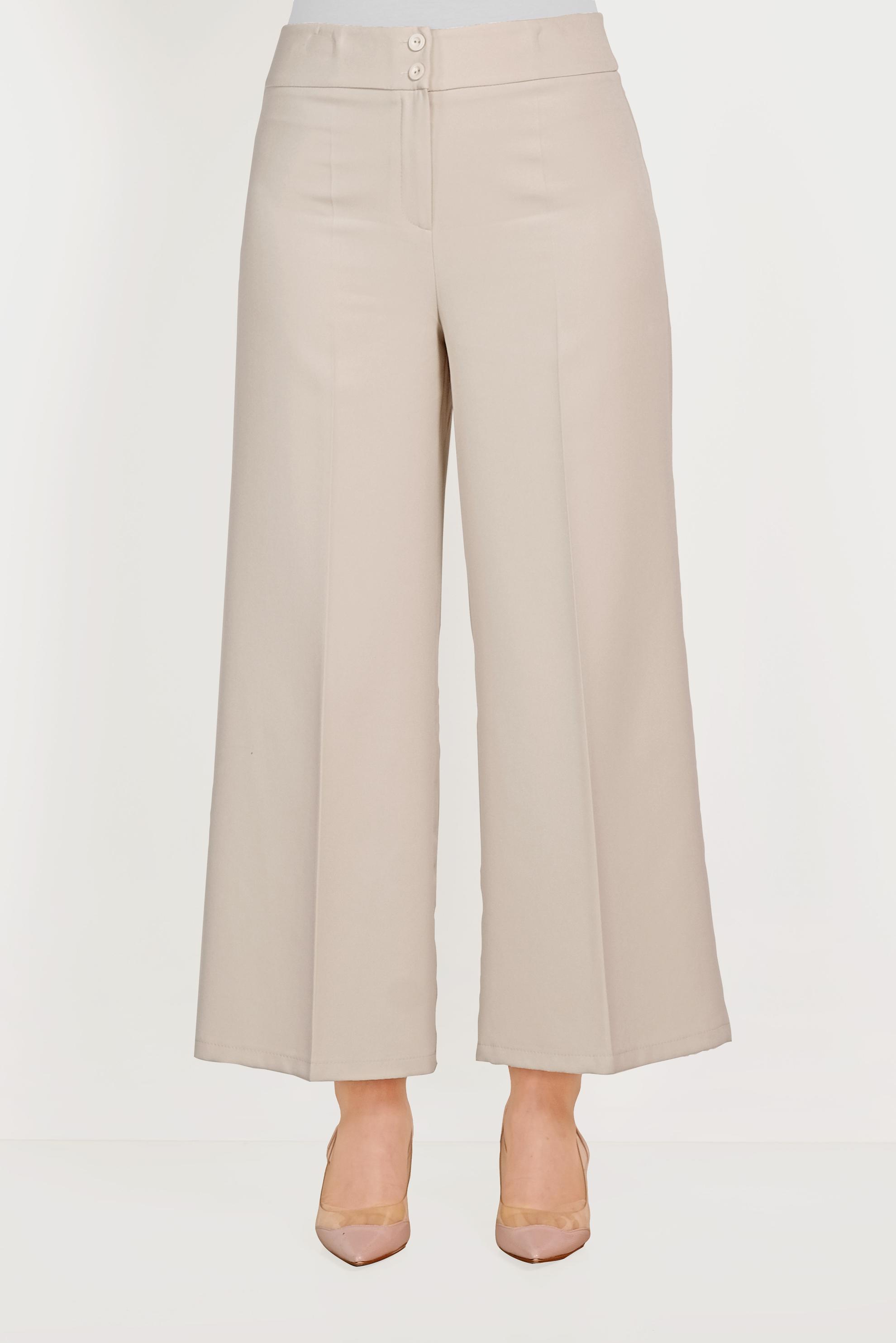 Tesettür giyim BEJ BOL PAÇA KUMAŞ PANTOLON 70054