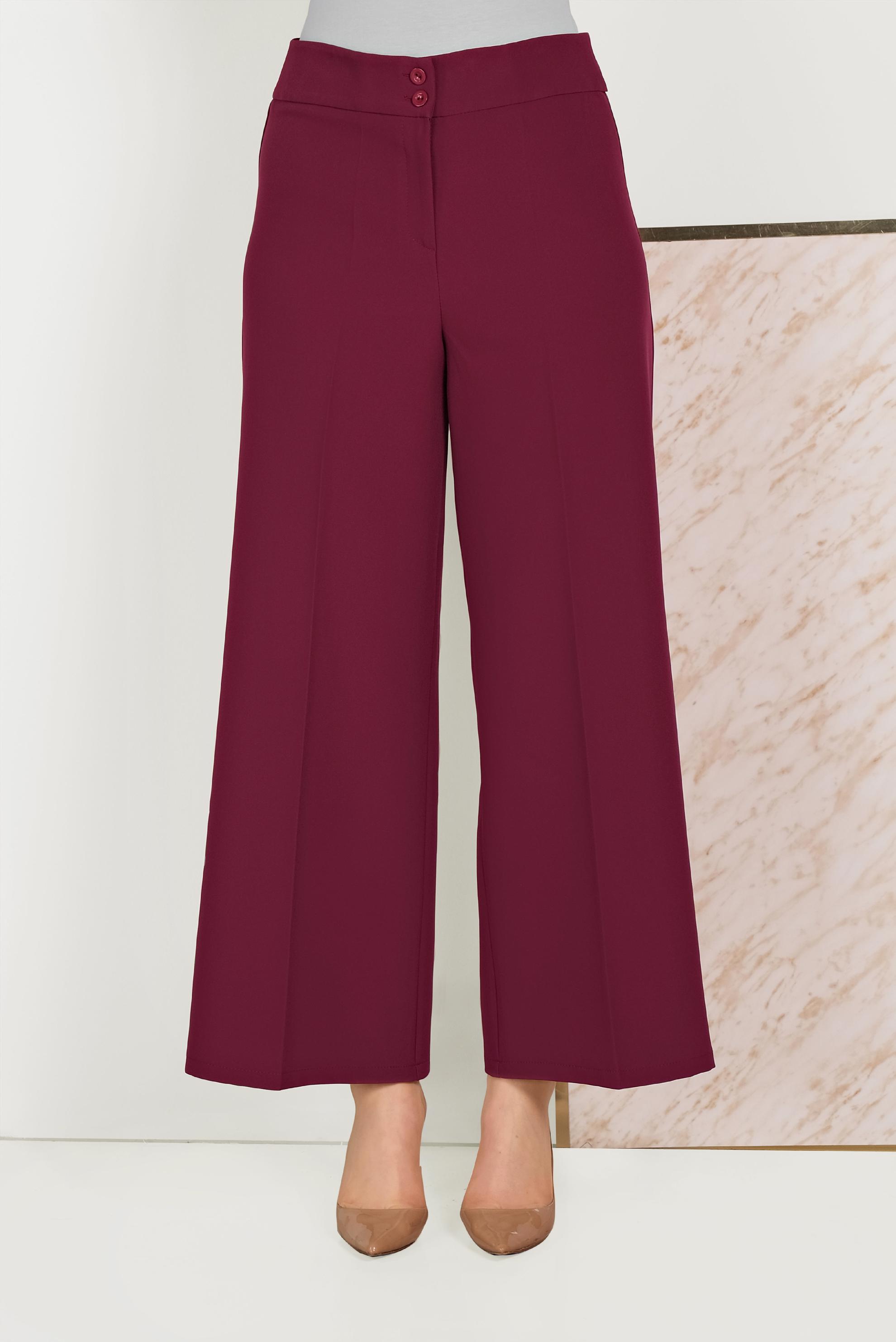 Tesettür giyim BORDO BOL PAÇA KUMAŞ PANTOLON 70054