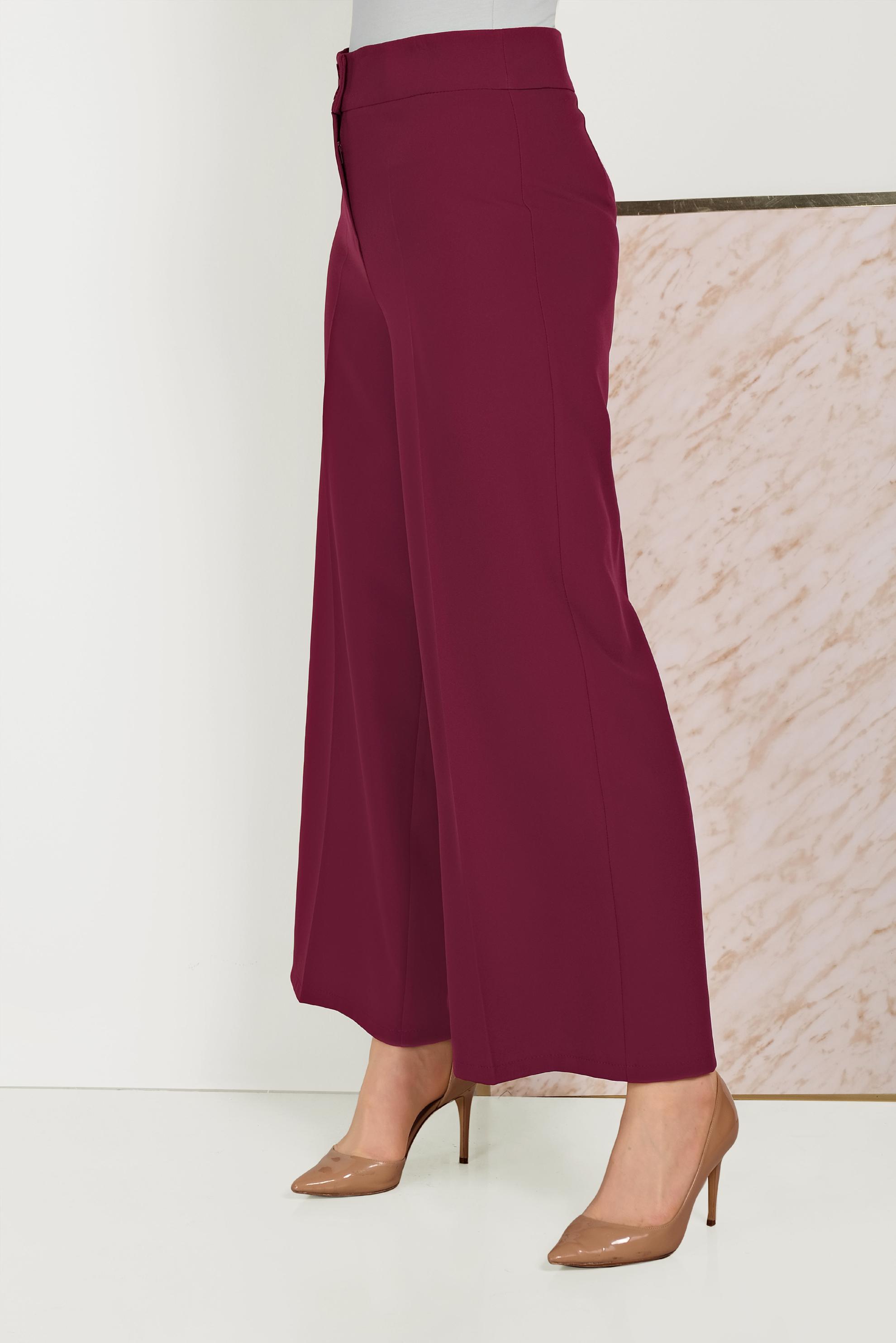 Tesettür giyim BORDO BOL PAÇA KUMAŞ PANTOLON 70054