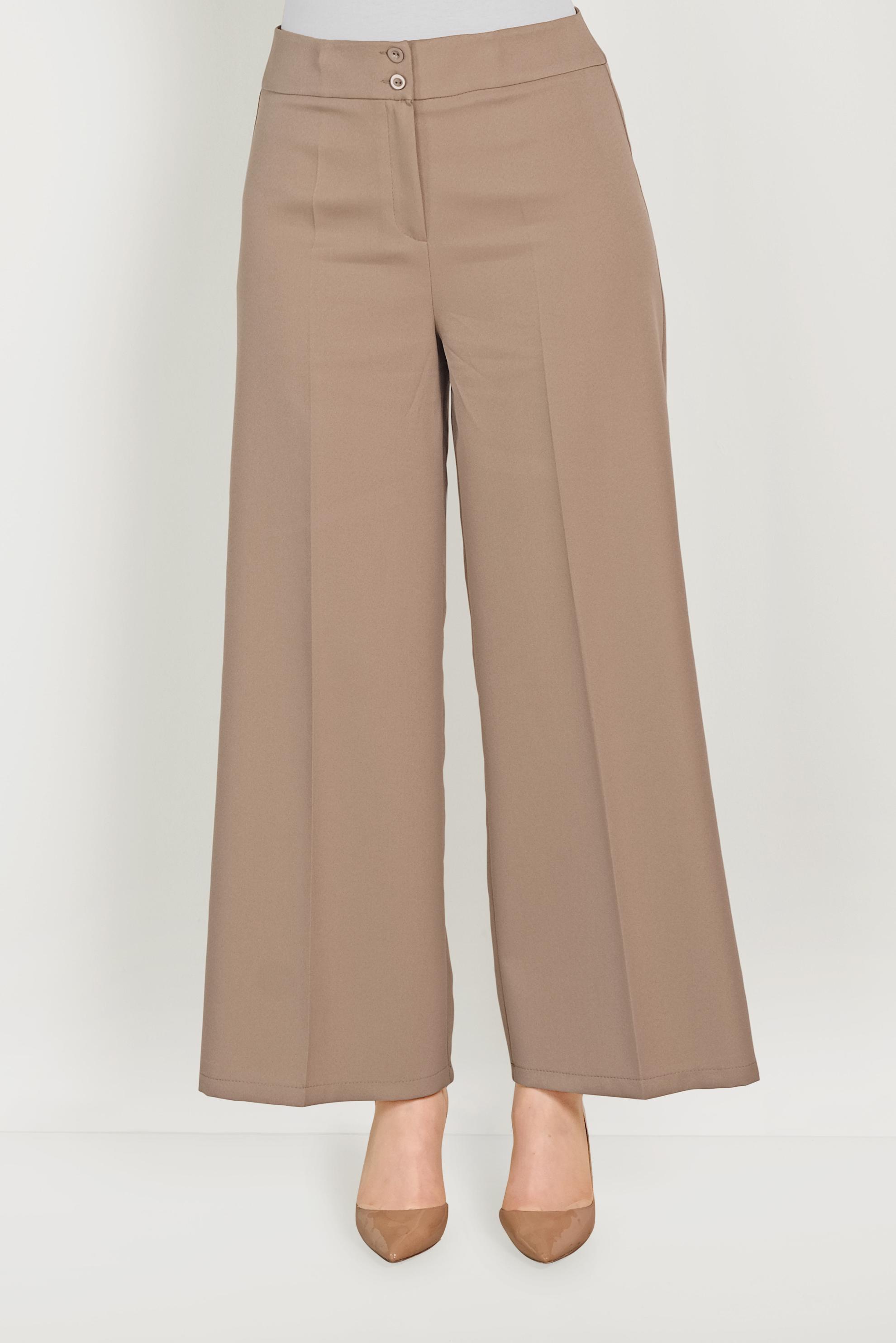 Tesettür giyim KAHVE BOL PAÇA KUMAŞ PANTOLON 70054