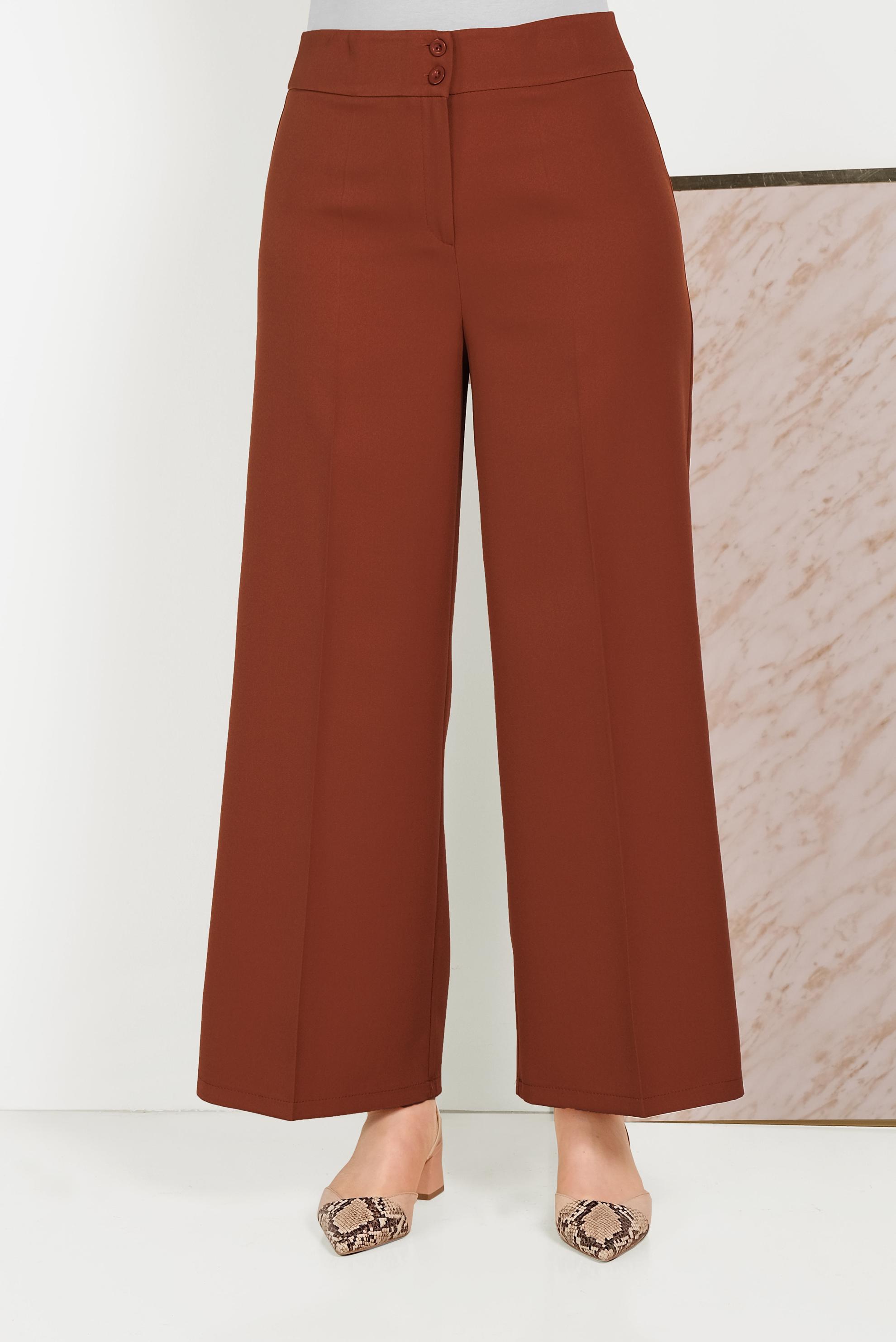 Tesettür giyim TURUNCU BOL PAÇA KUMAŞ PANTOLON 70054