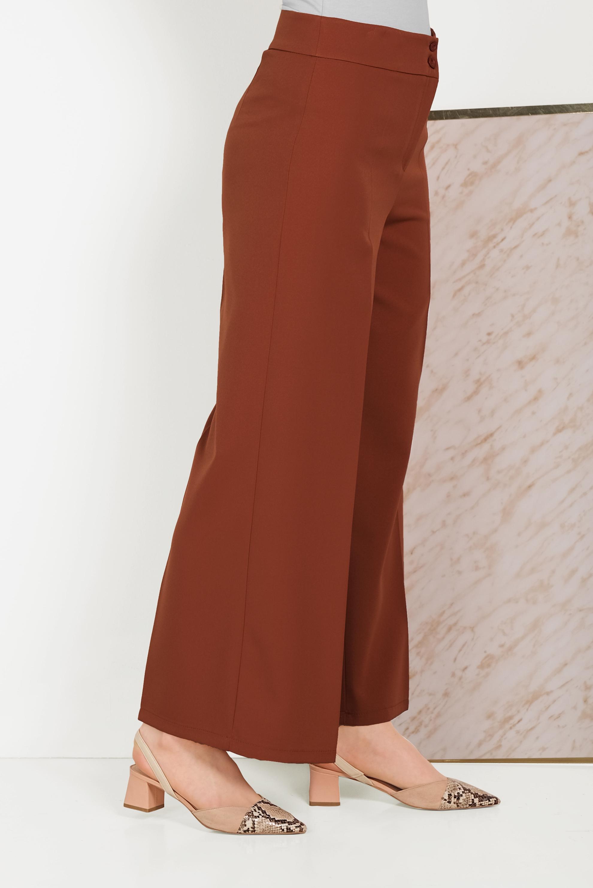 Tesettür giyim TURUNCU BOL PAÇA KUMAŞ PANTOLON 70054