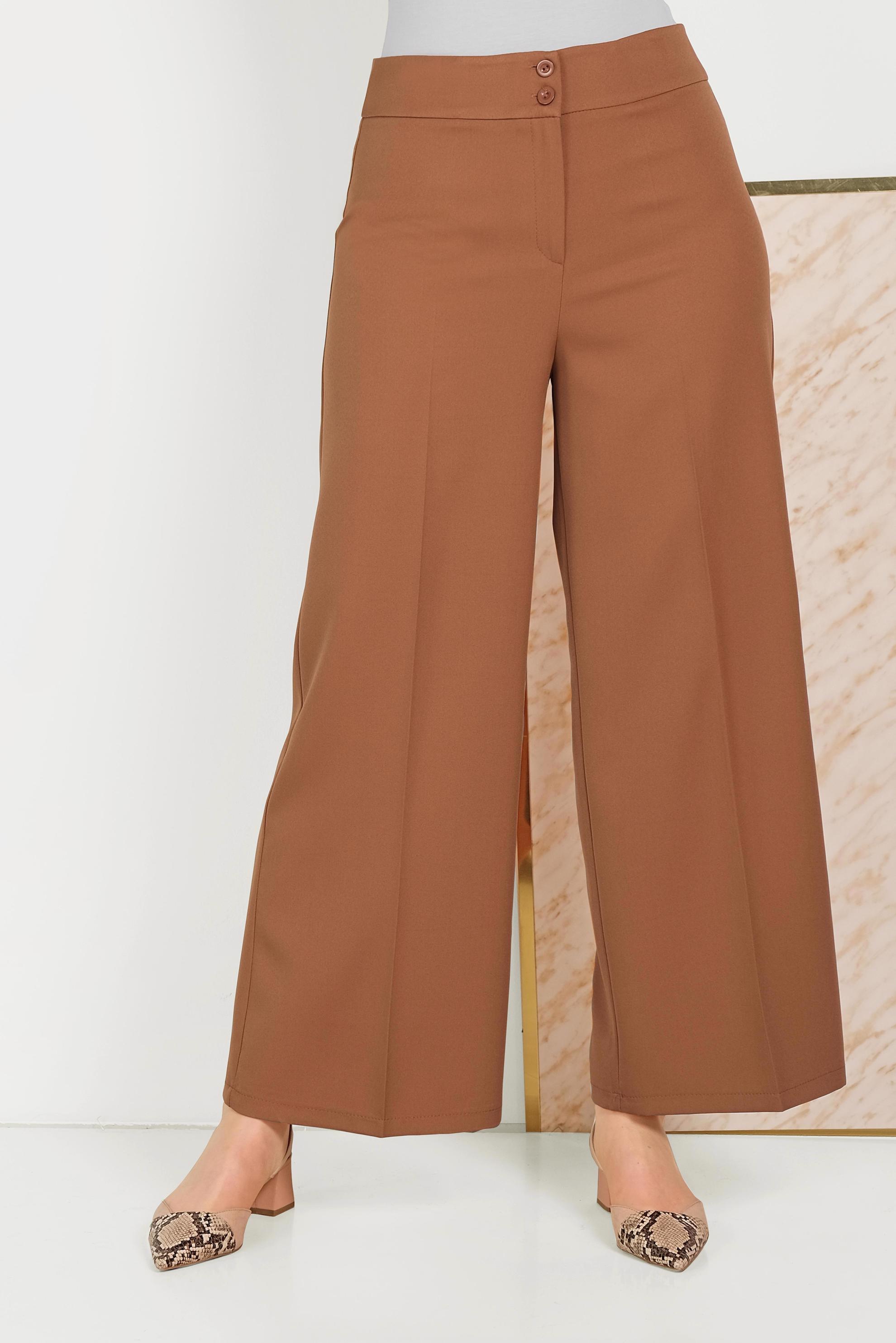 Tesettür giyim TABA BOL PAÇA KUMAŞ PANTOLON 70054