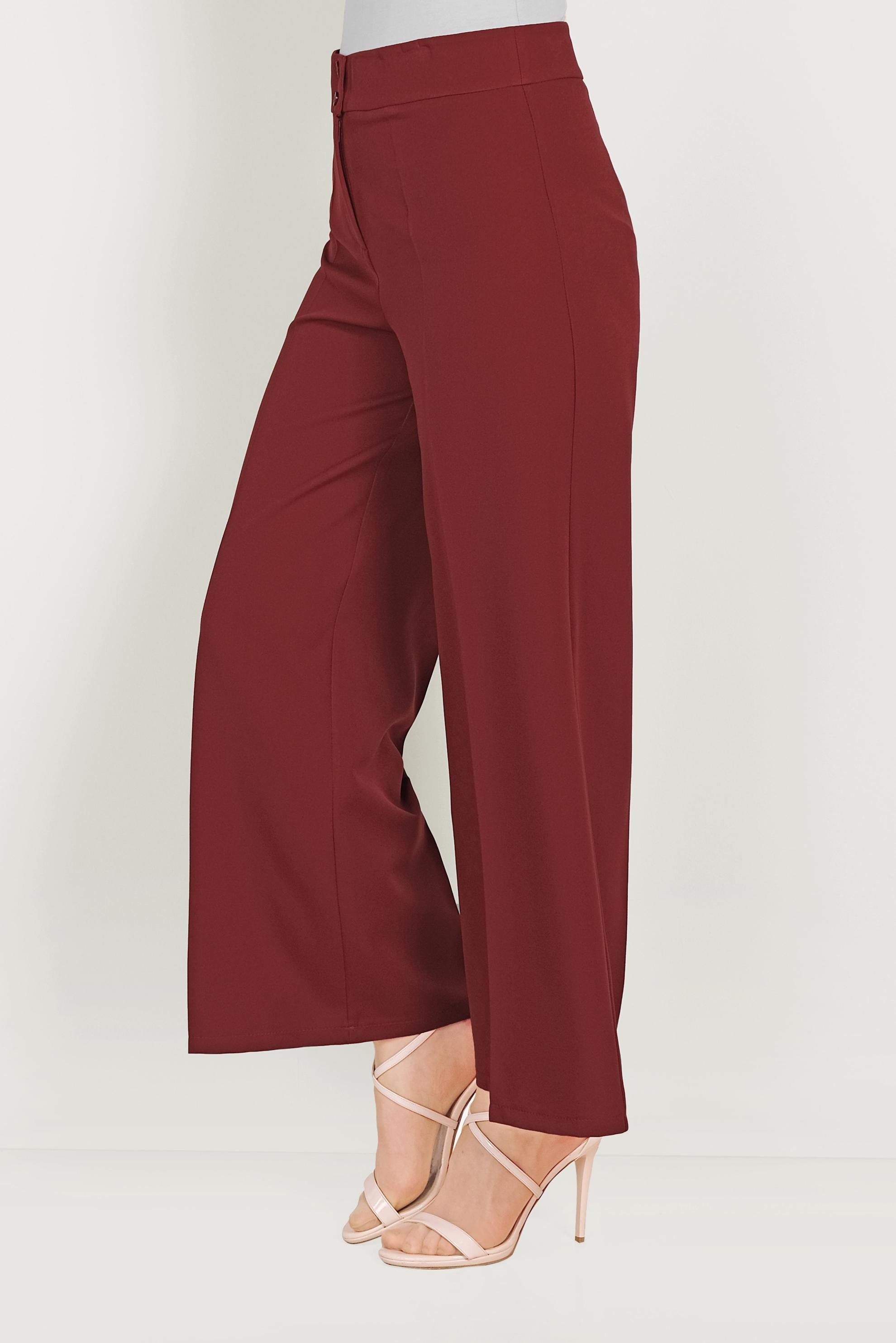 Tesettür giyim BORDO BOL PAÇA KUMAŞ PANTOLON 70054