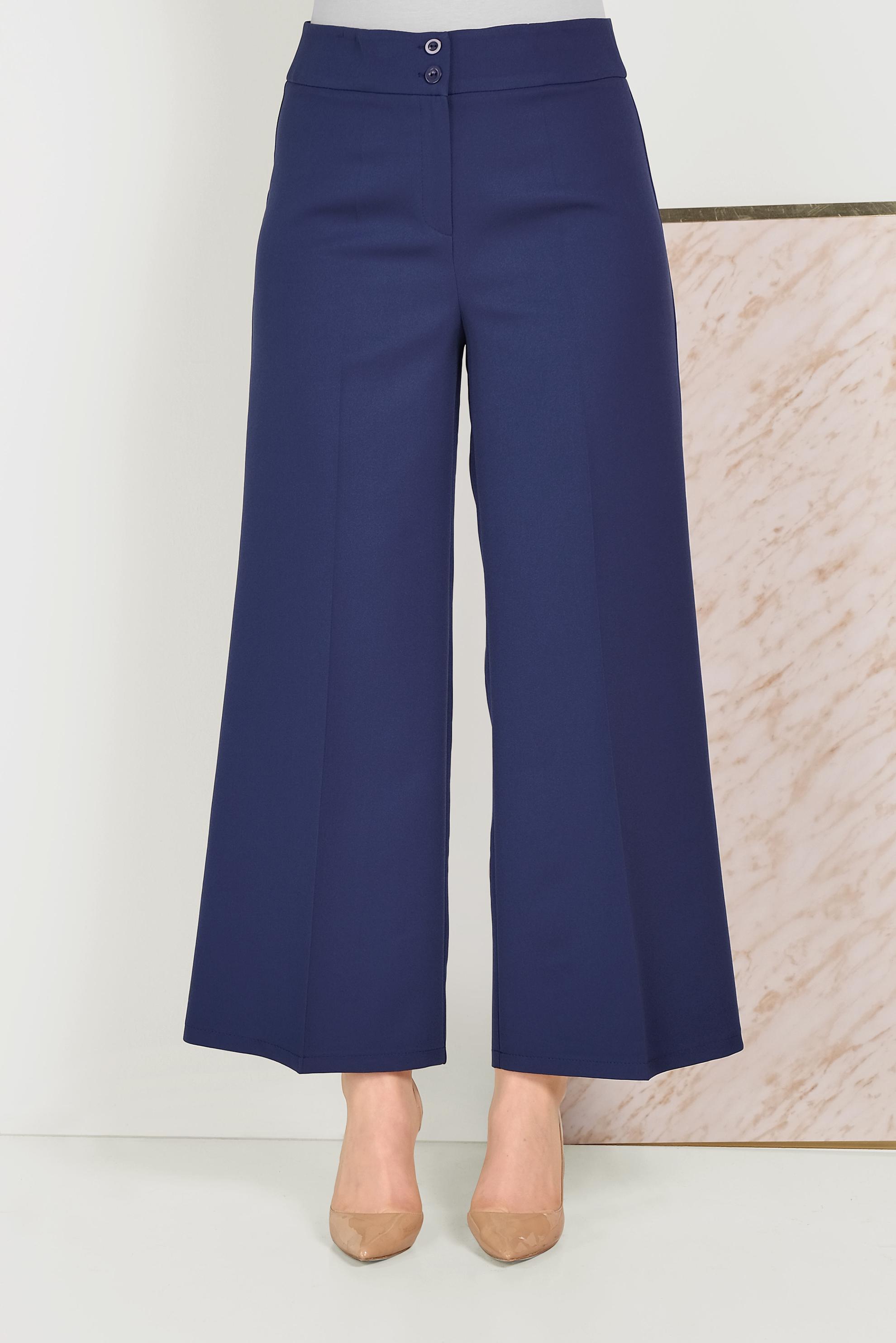 Tesettür giyim LACİVERT BOL PAÇA KUMAŞ PANTOLON 70054