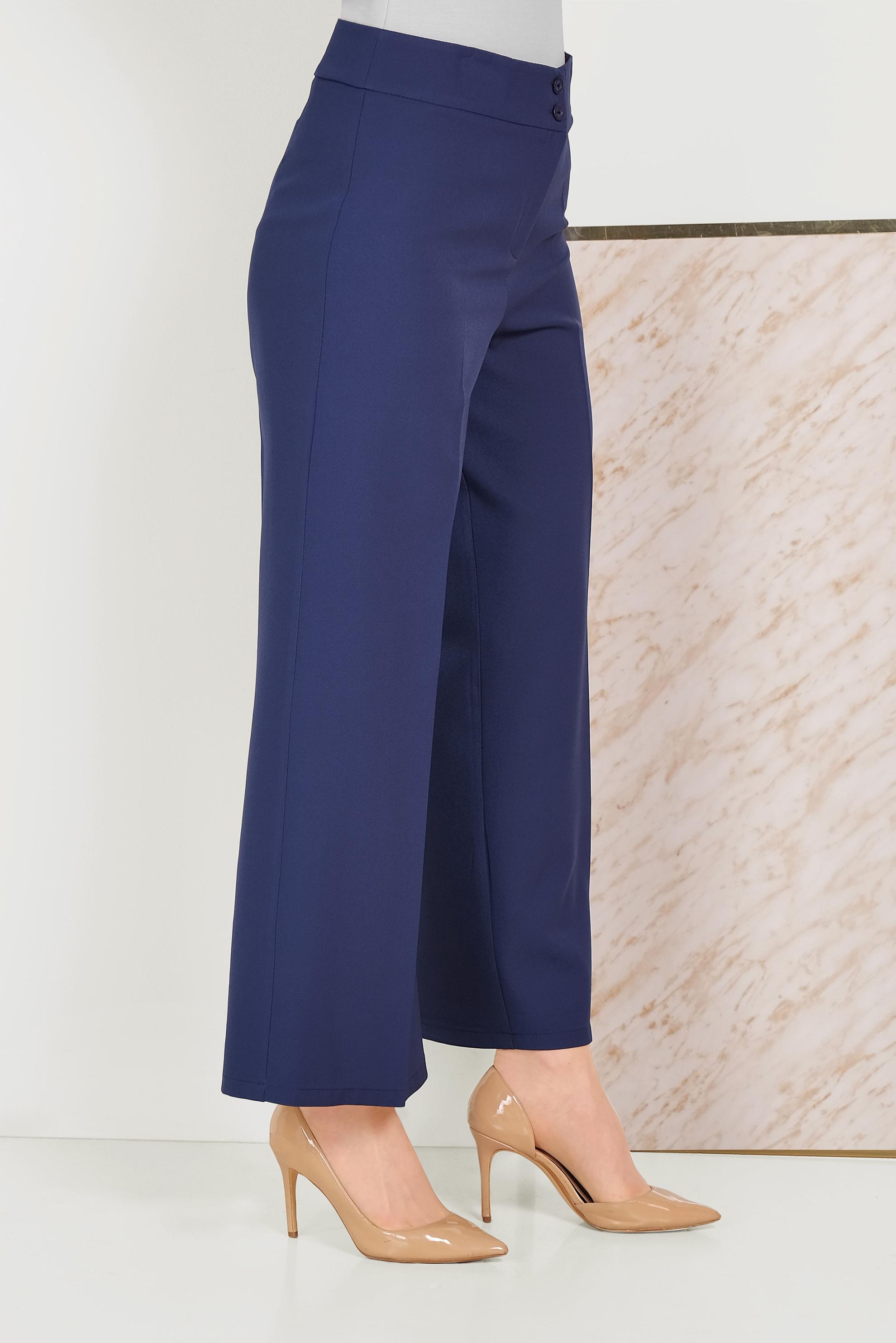 Tesettür giyim LACİVERT BOL PAÇA KUMAŞ PANTOLON 70054