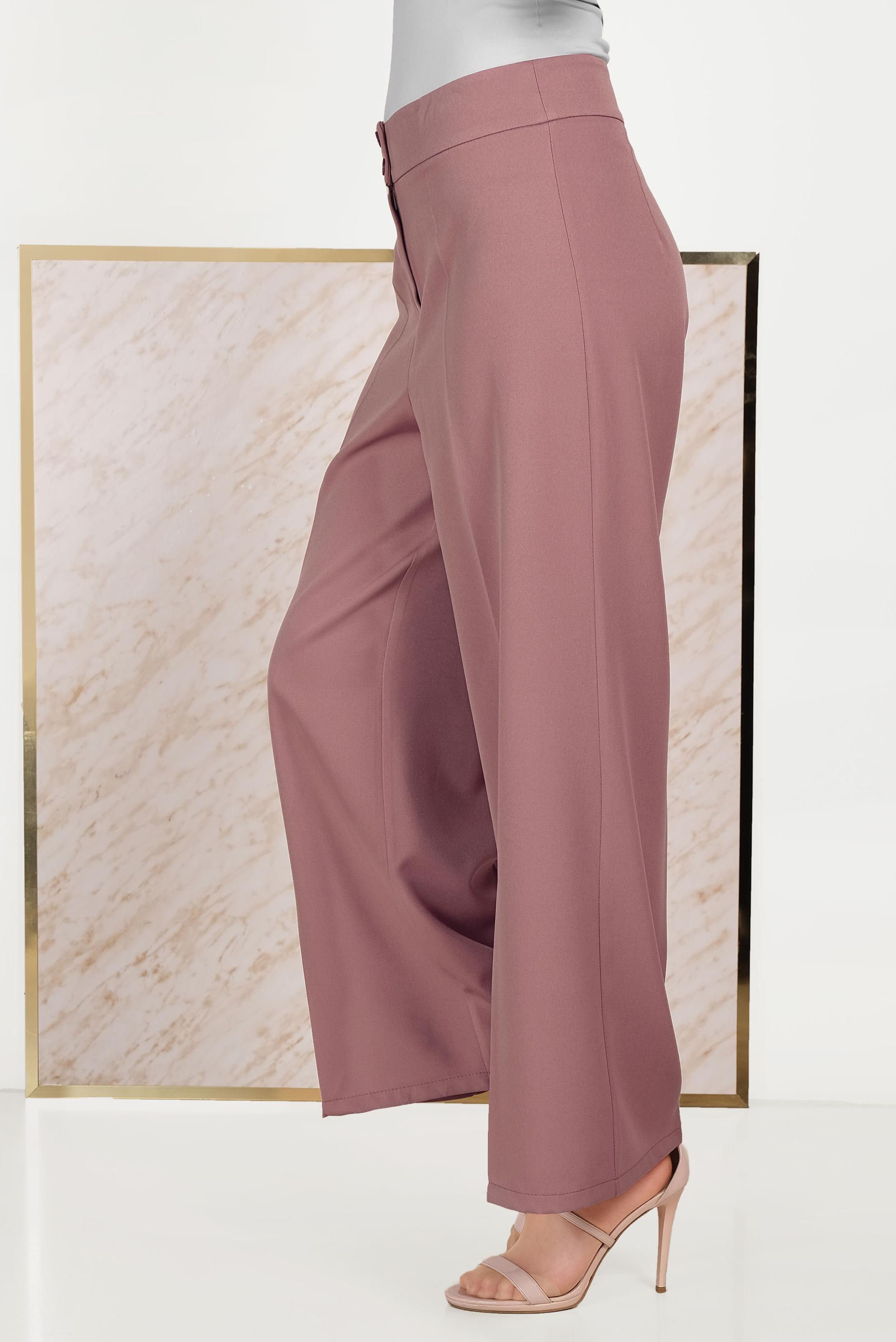 Tesettür giyim PEMBE BOL PAÇA KUMAŞ PANTOLON 70054