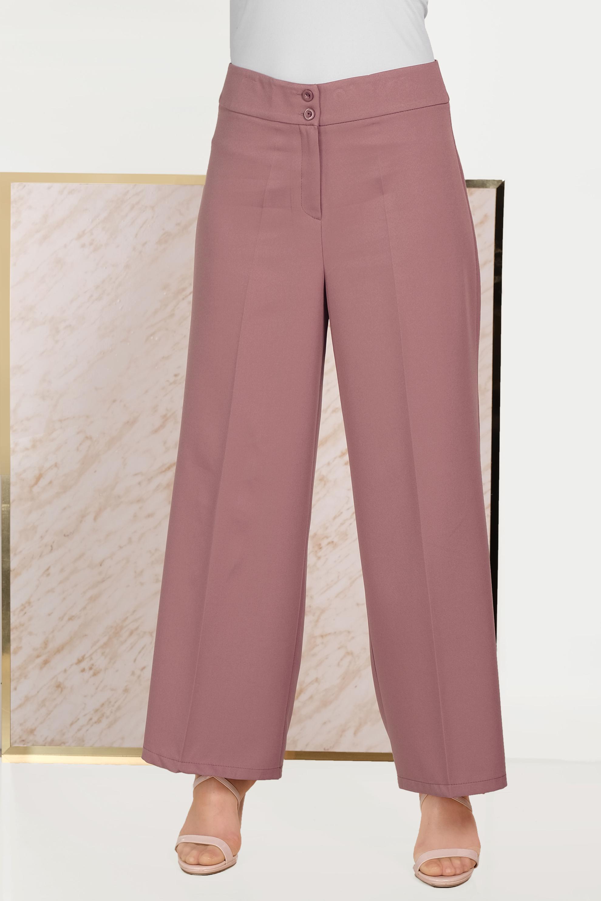 Tesettür giyim PEMBE BOL PAÇA KUMAŞ PANTOLON 70054
