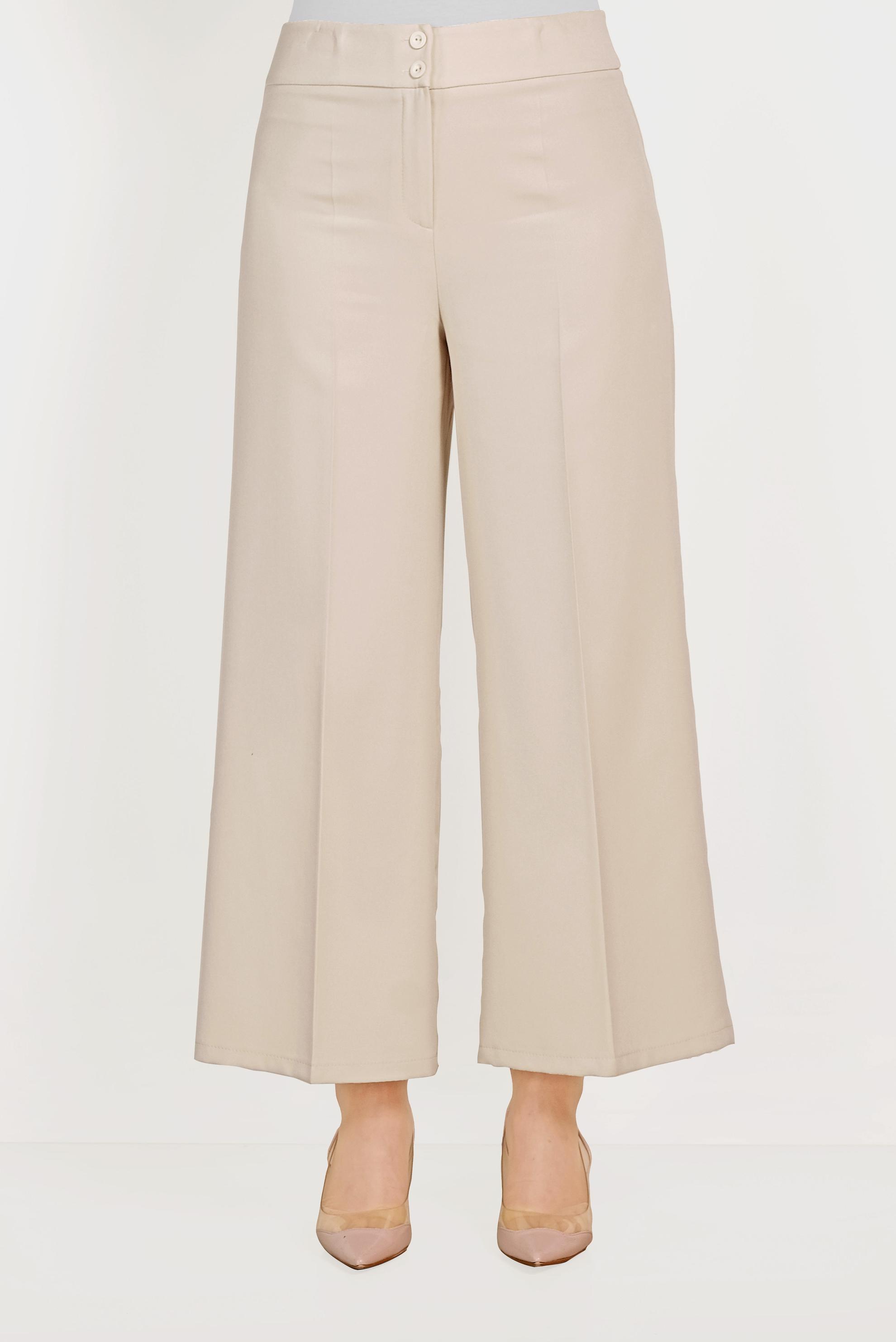 Tesettür giyim EKRU BOL PAÇA KUMAŞ PANTOLON 70054