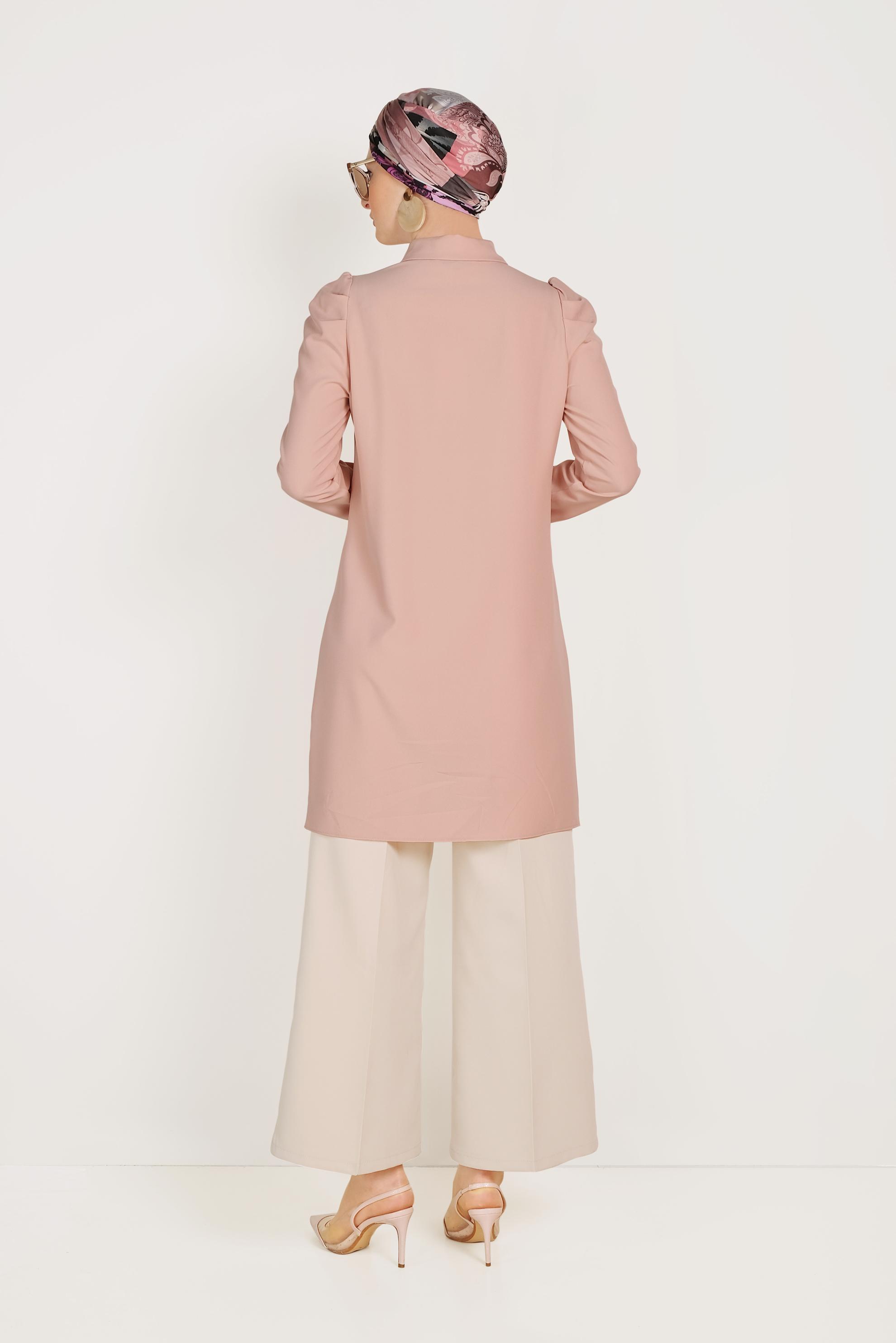 Tesettür giyim EKRU BOL PAÇA KUMAŞ PANTOLON 70054