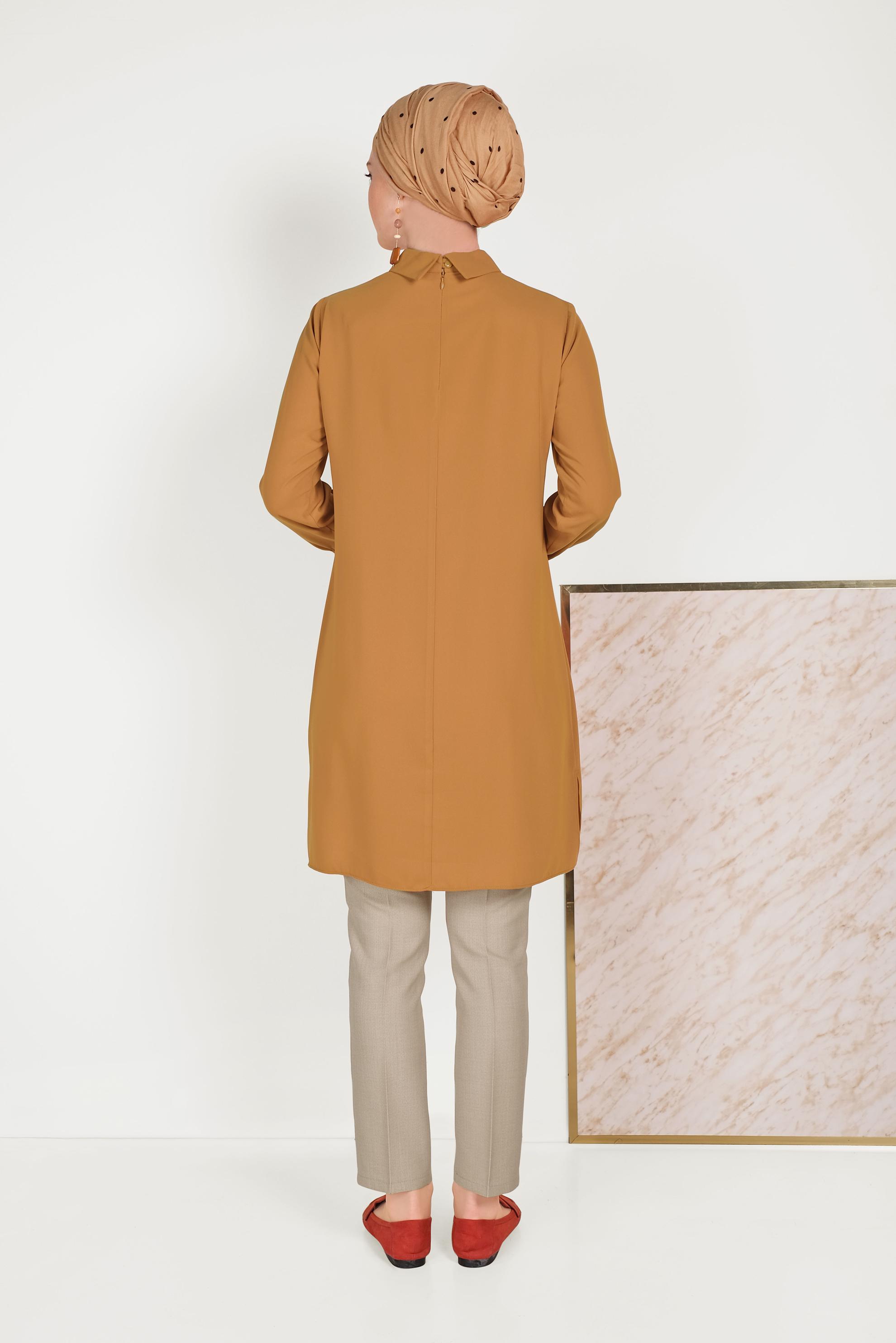 Tesettür giyim BEJ KLASİK CEPLİ PANTOLON 70073