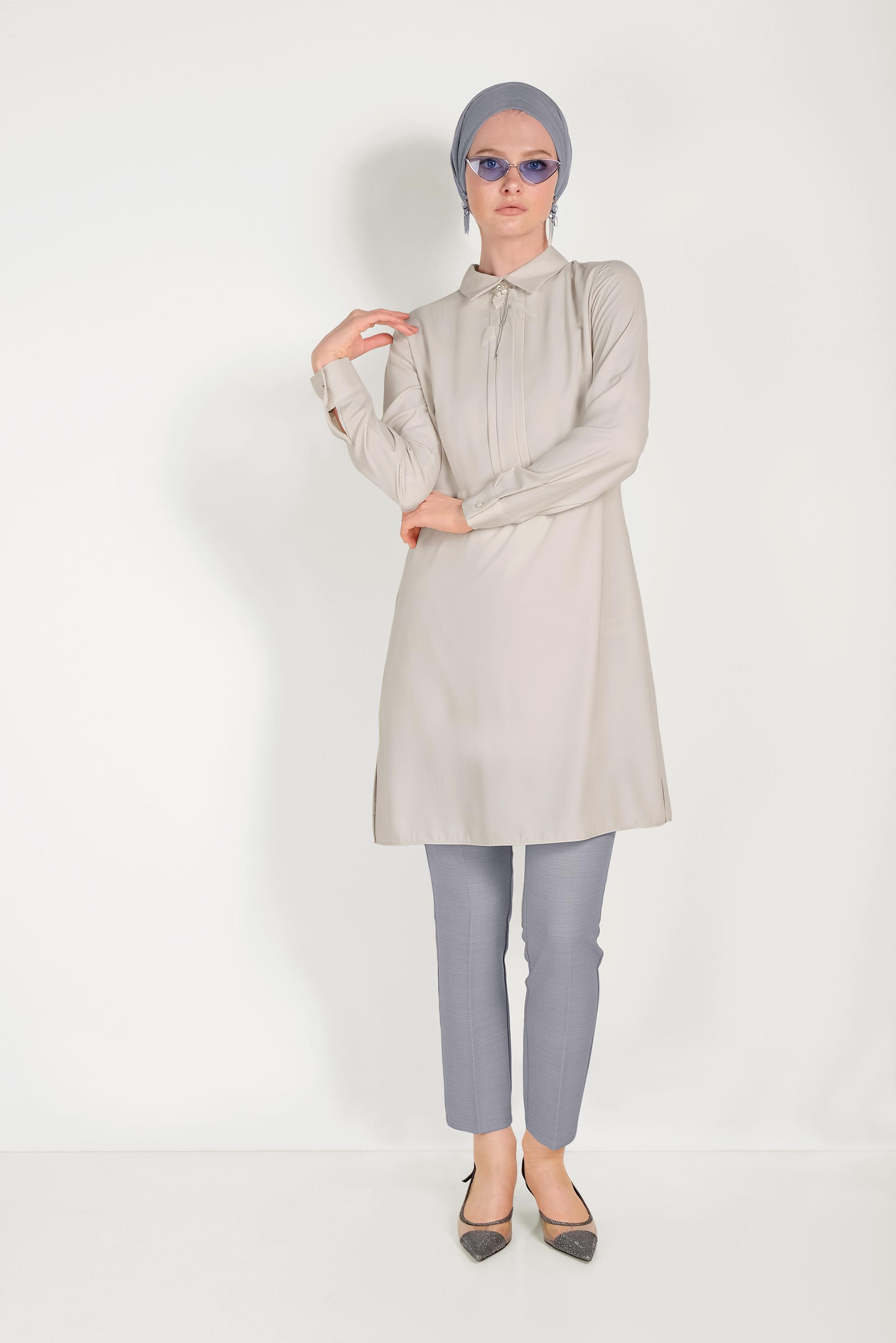 Hijab clothing GREY CLASSIC POCKET DETAIL PANTS 70073 