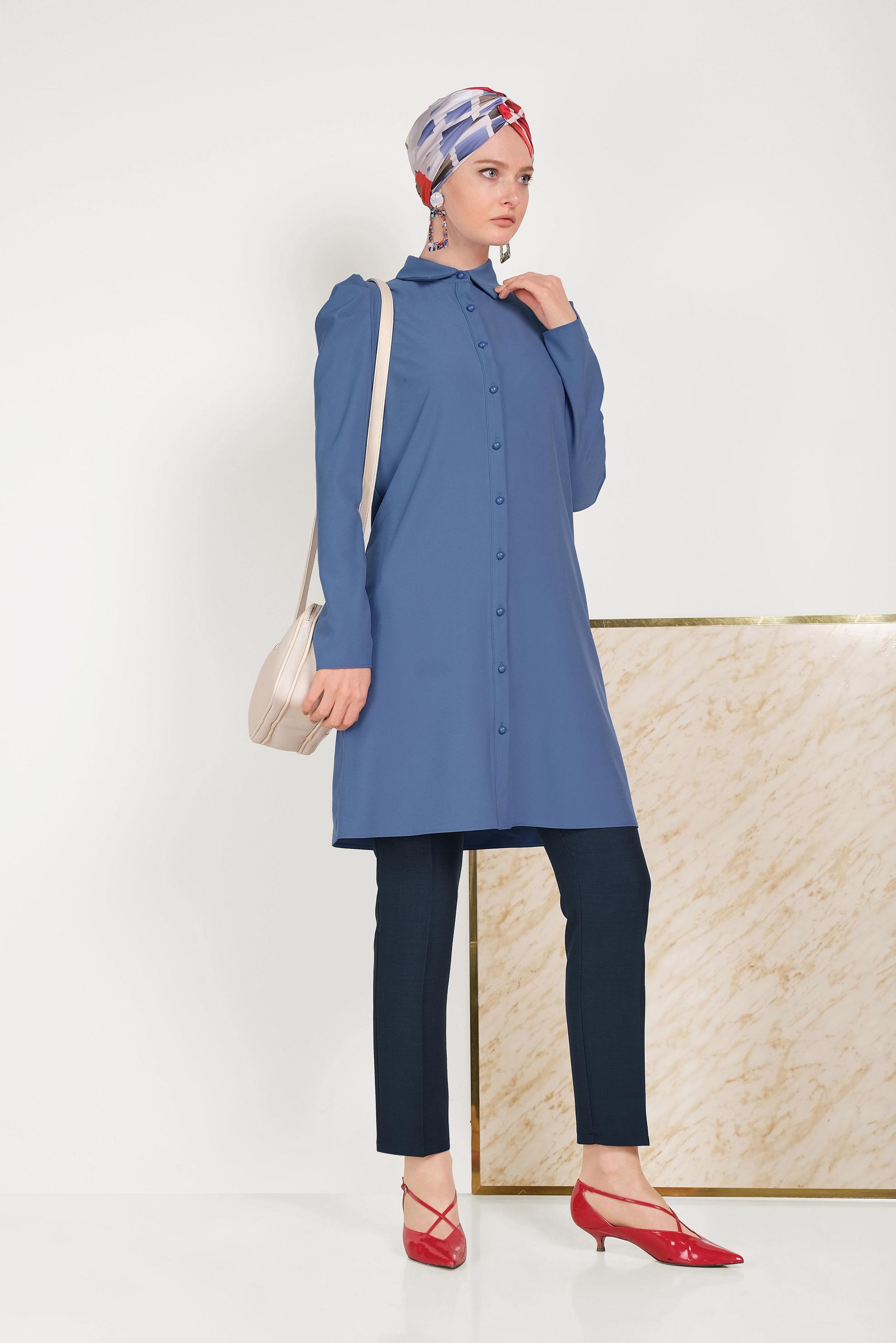 Vêtements hijab BLEU MARINE PANTALON CLASSIQUE AVEC POCHES 70073