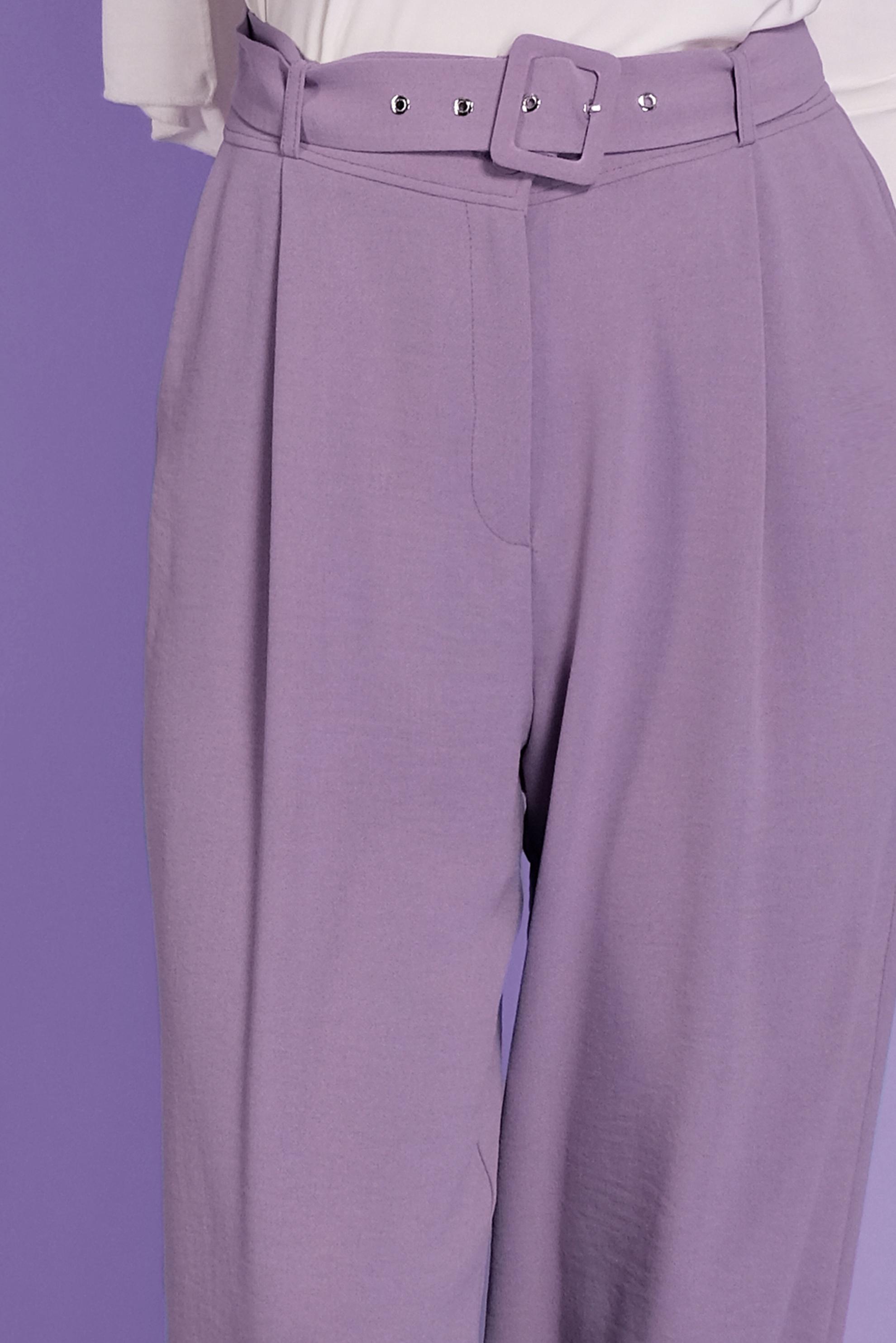 Tesettür giyim MOR BELİ KEMERLİ YÜKSEK BEL PANTOLON 70082 